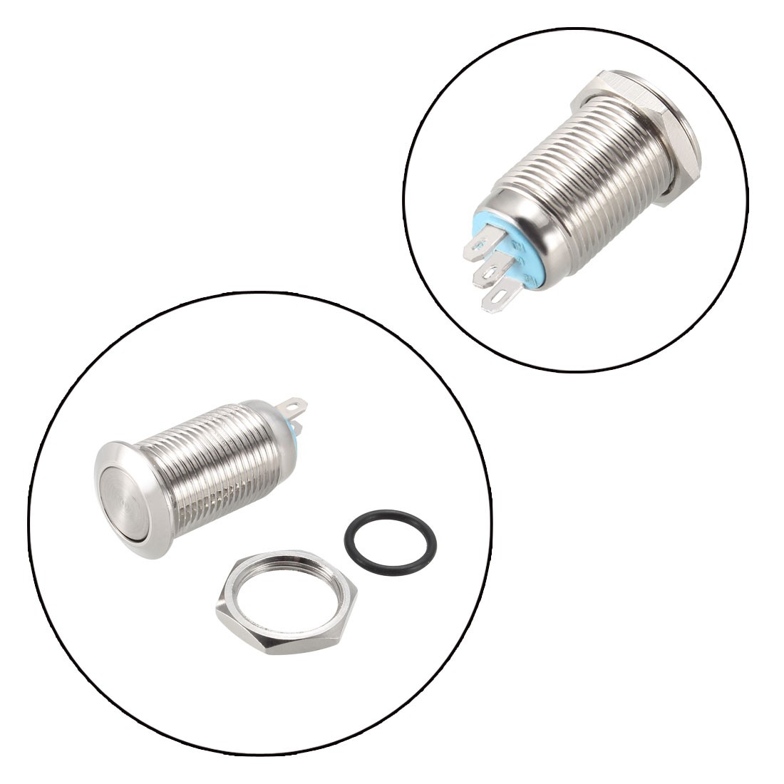 Momentary Metal Push Button Switch 10mm Mounting Dia 1NO 1NC COM DC 30V