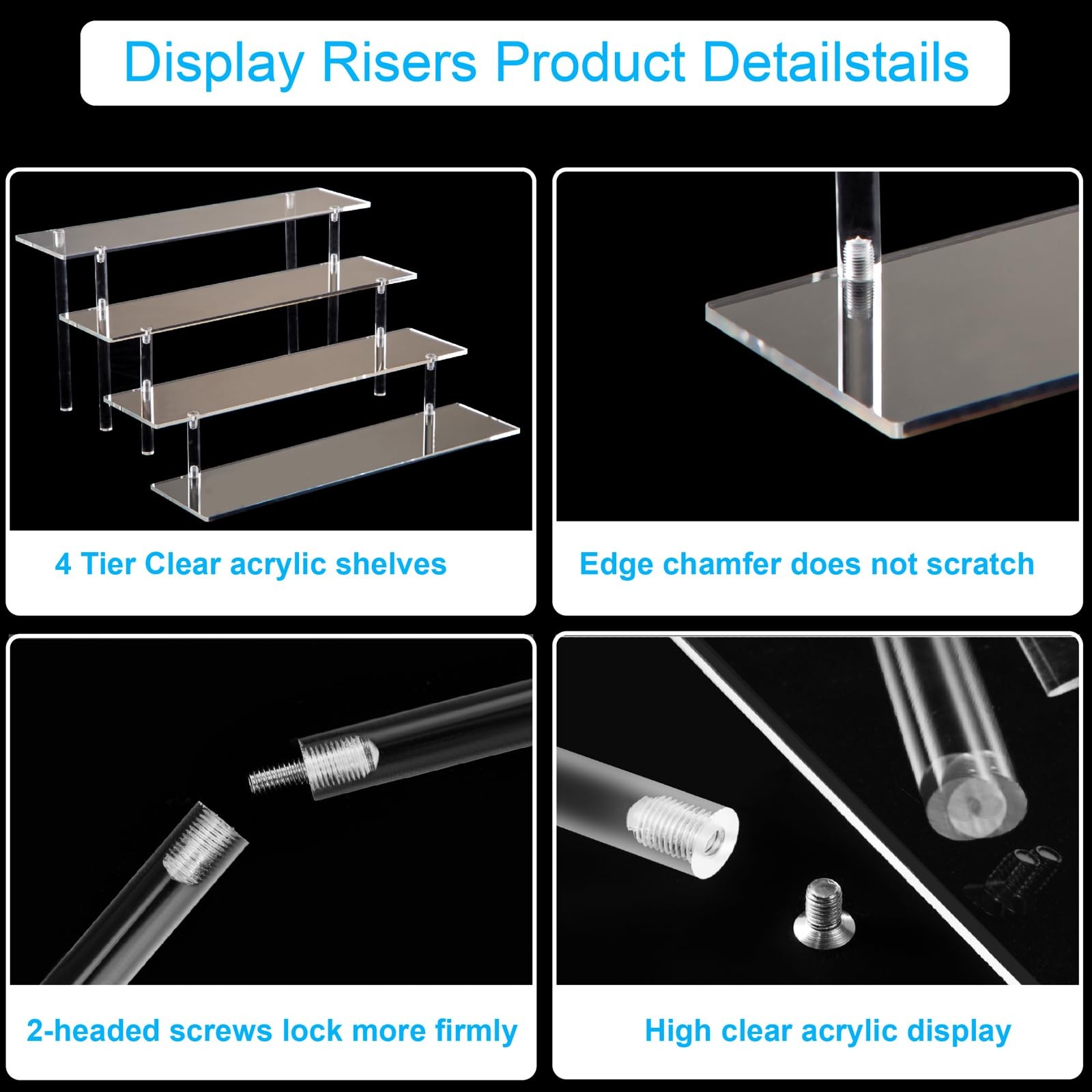 4 Tier Acrylic Perfume Organizer Stand, Clear Display Risers for Perfume, Col…