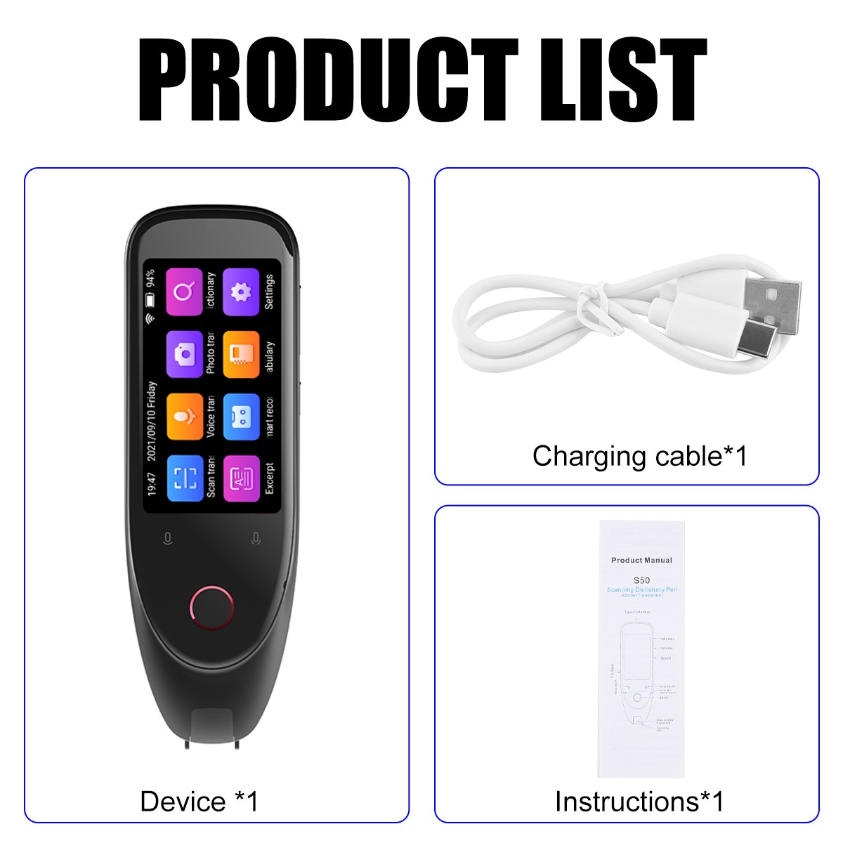 Quad Core Language Scanning Pen Offline Dictionary Noise Reduction Recording