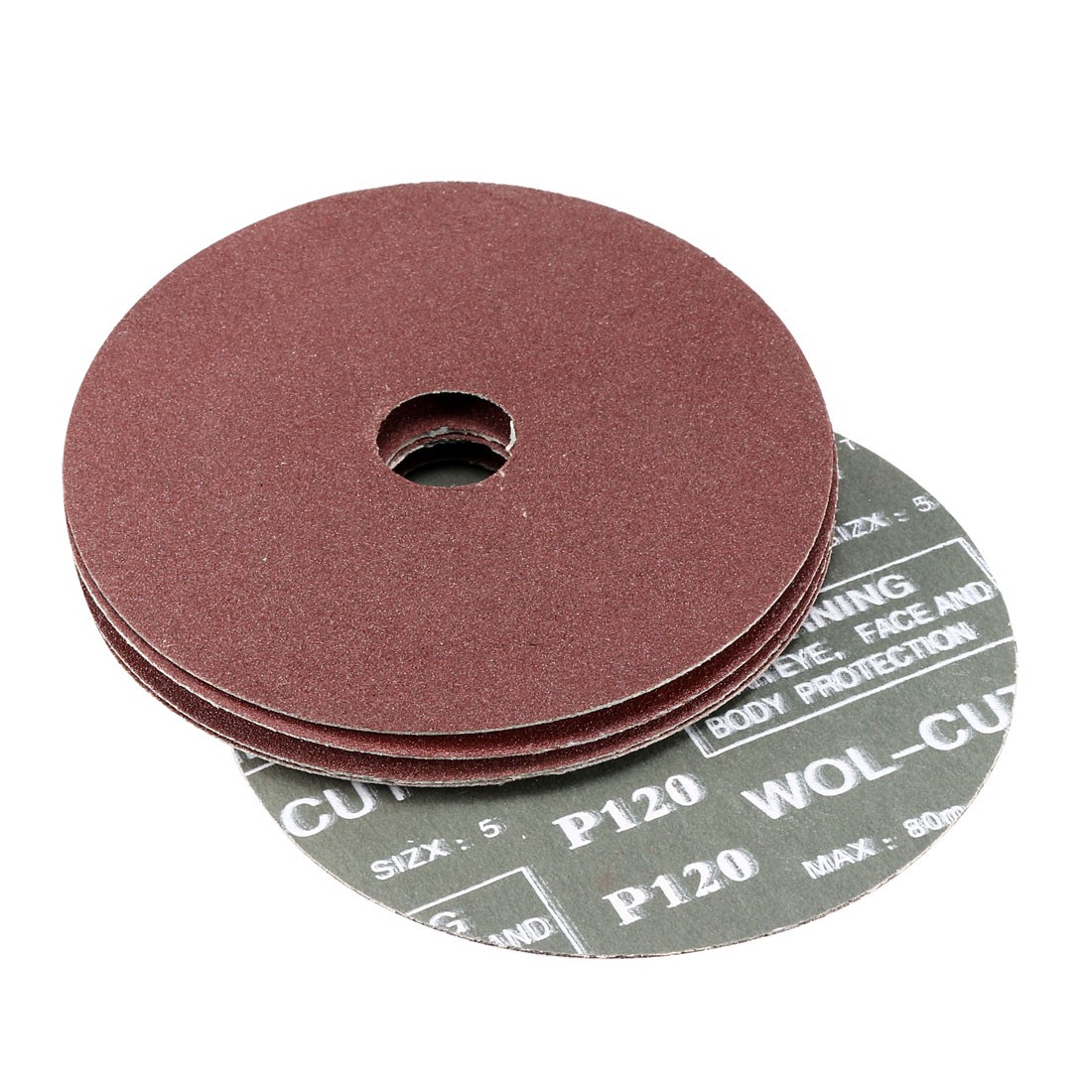 5-Inch x 7/8-Inch Aluminum Oxide Resin Fiber Discs Center Hole 120 Grit 10Pcs