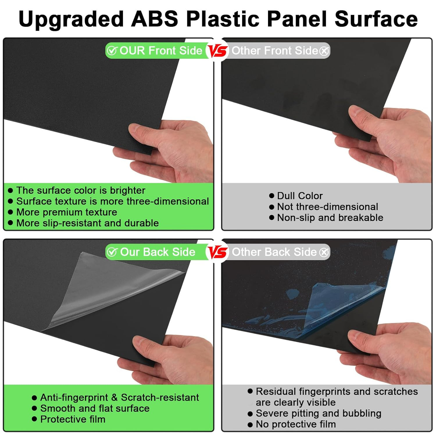 2Pack Black ABS Plastic Sheet 10″ X 14″ X 1/8″ Thick Black Rigid Thermoplastic S