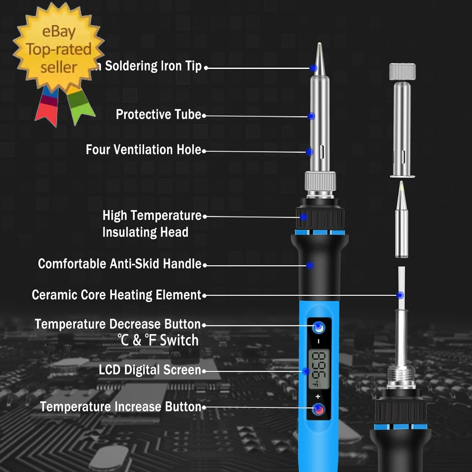 Soldering Iron Kit, 80W 110V Fast Heat up in 10S LCD Digital Adjustable Temperat