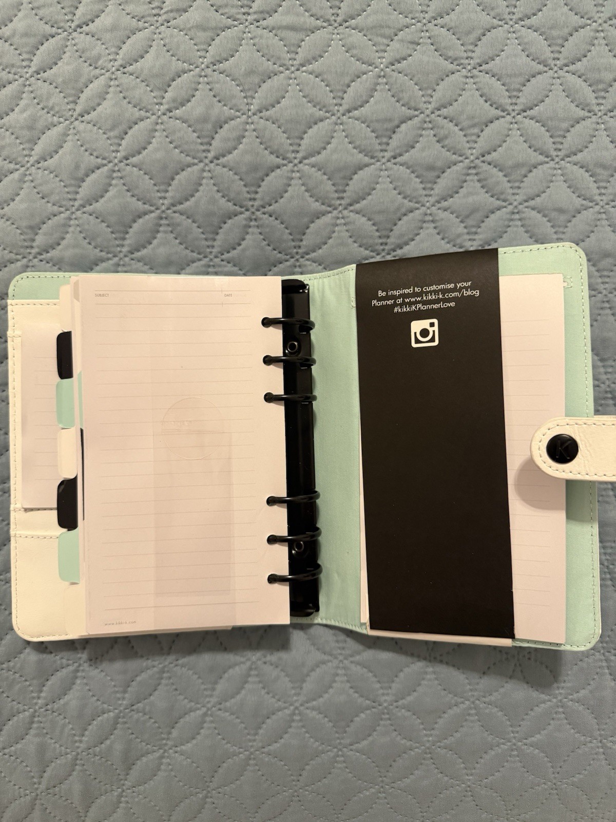 Kikki.K Medium (Personal Size) Ring Planner, White With Black Polka Dots