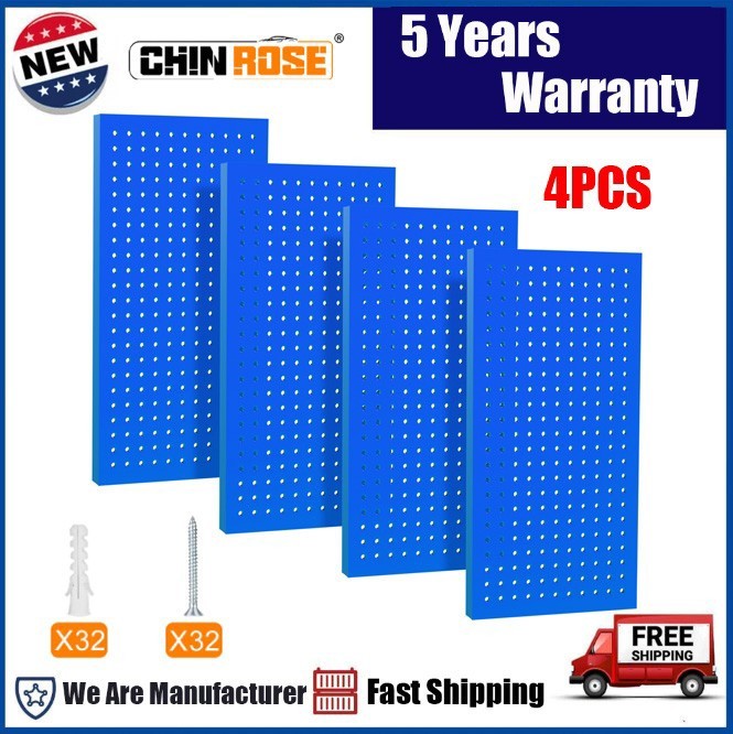Metal Pegboard Panels 4 Pcs 24″ x 12″ Wall Organizer fit for Garage Tool Storage