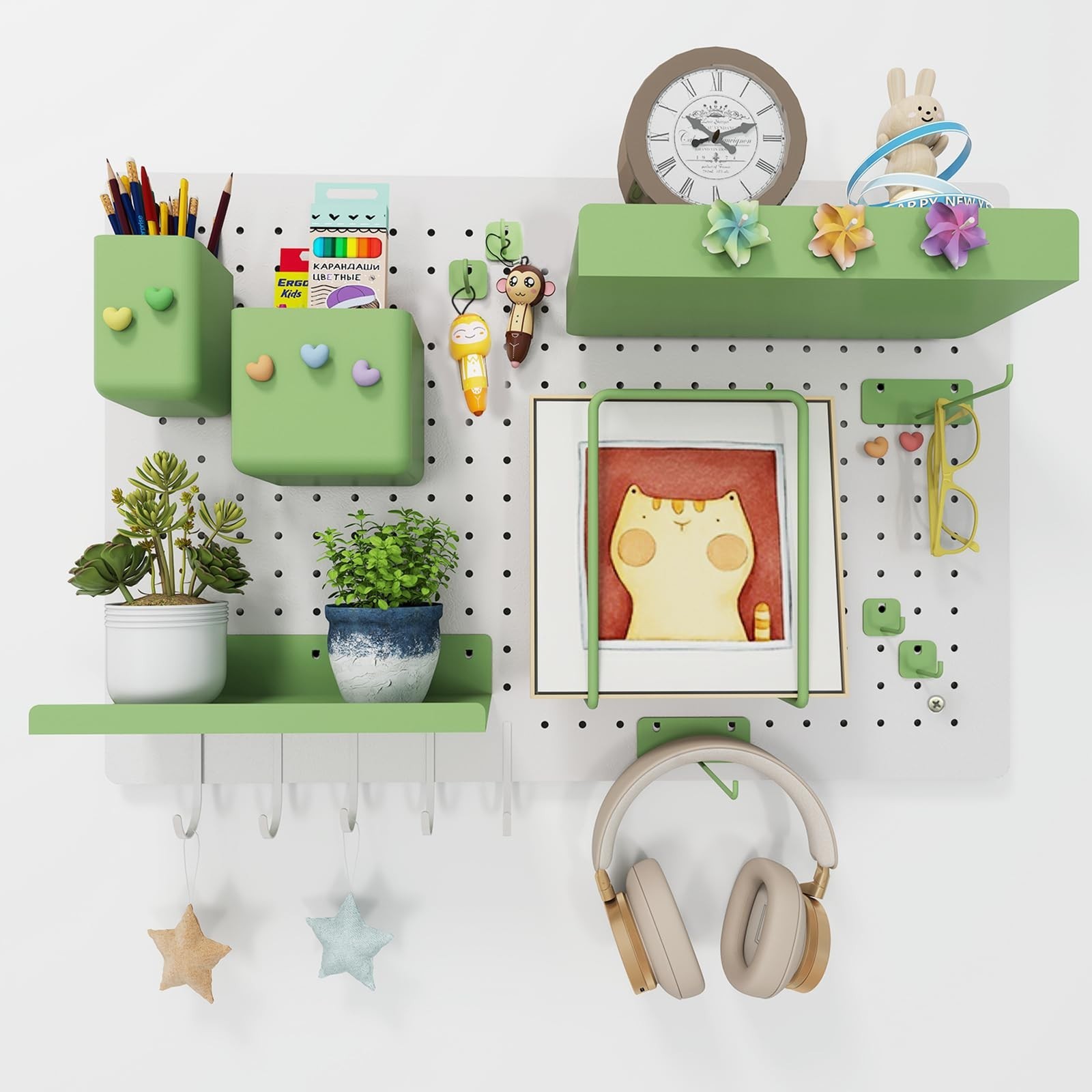 Metal Pegboard Kit — Carbon Steel Pegboards with 26 Accessories, Pegboard
