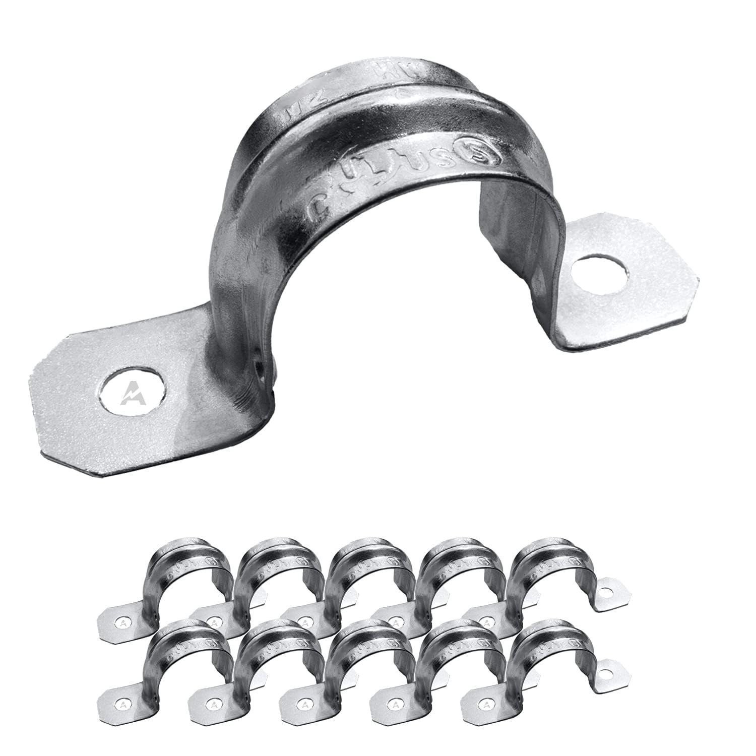 (10 Pack) 1-1/4-Inch EMT Two-Hole Conduit Strap — Reinforced Rib, Heavy-Duty…