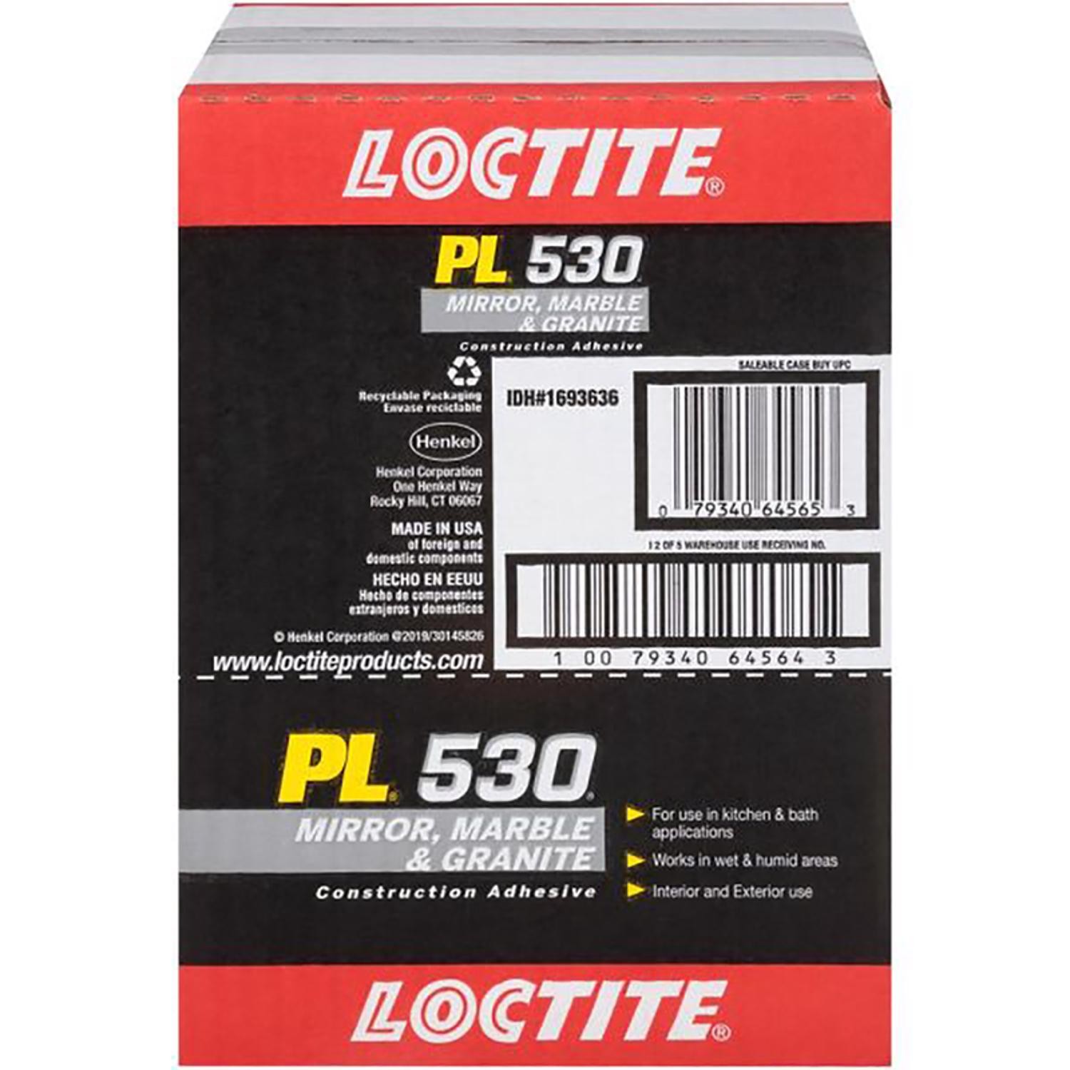 Loctite PL 530 Synthetic Rubber Construction Adhesive 10 oz (Pack of 12)
