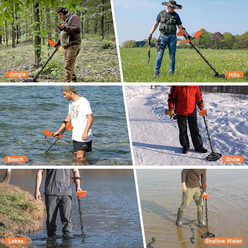 Metal Detector 5.5-5.8KHz 10″Waterproof Coil 4 Modes Jewelry Mode Iron Rejection