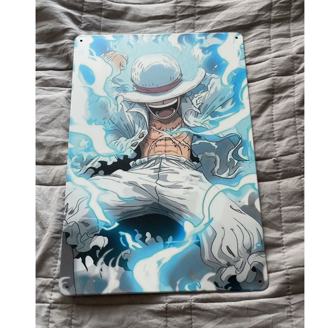 One Piece! Emperor Gear 5 Luffy Metal Anime Poster!