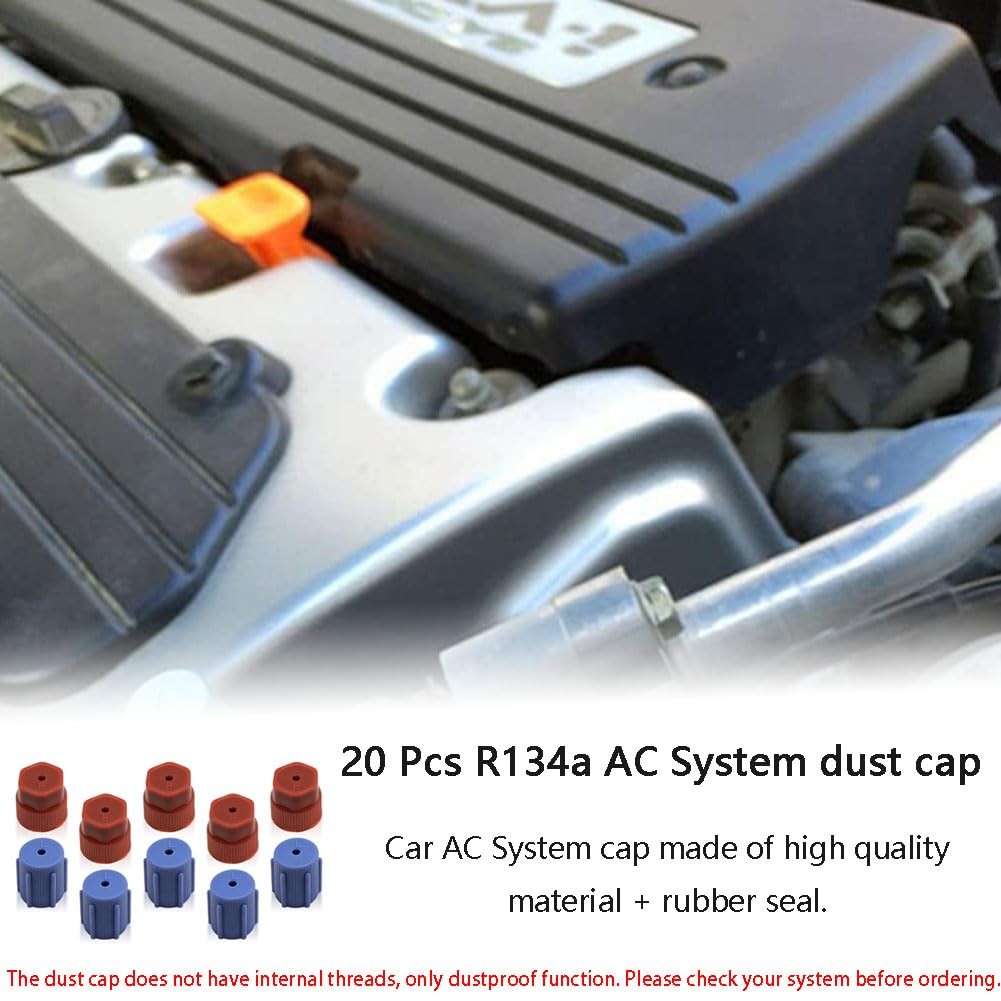 20 Pcs/Set R134a AC Caps, 10 Blue 13mm & 10 Red 16mm Air Conditioning Service…