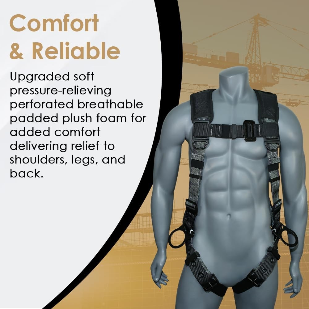 AFP Camouflage Universal Fall Protection Ergonomic Comfort Safety Harness, Soft
