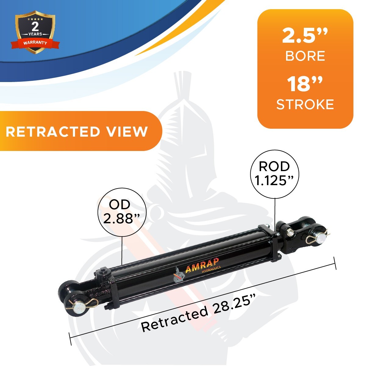 2.5×18 Hydraulic Cylinder-2.5″ Bore 18″ Stroke Double Acting Tie Rod Cylinder