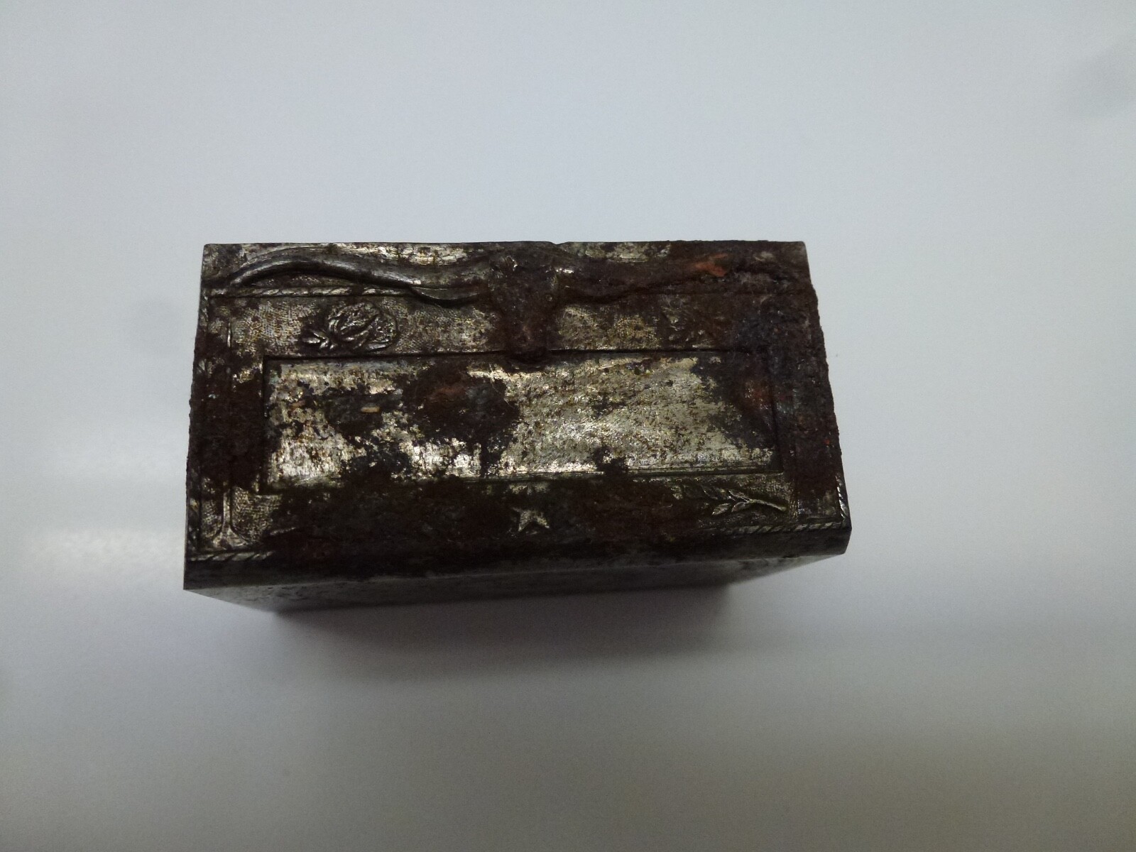 OLD VINTAGE RARE IRON STAMP BLOCK PRINT IMAGE OF LONGHORN AS IS Rust & Corrosion