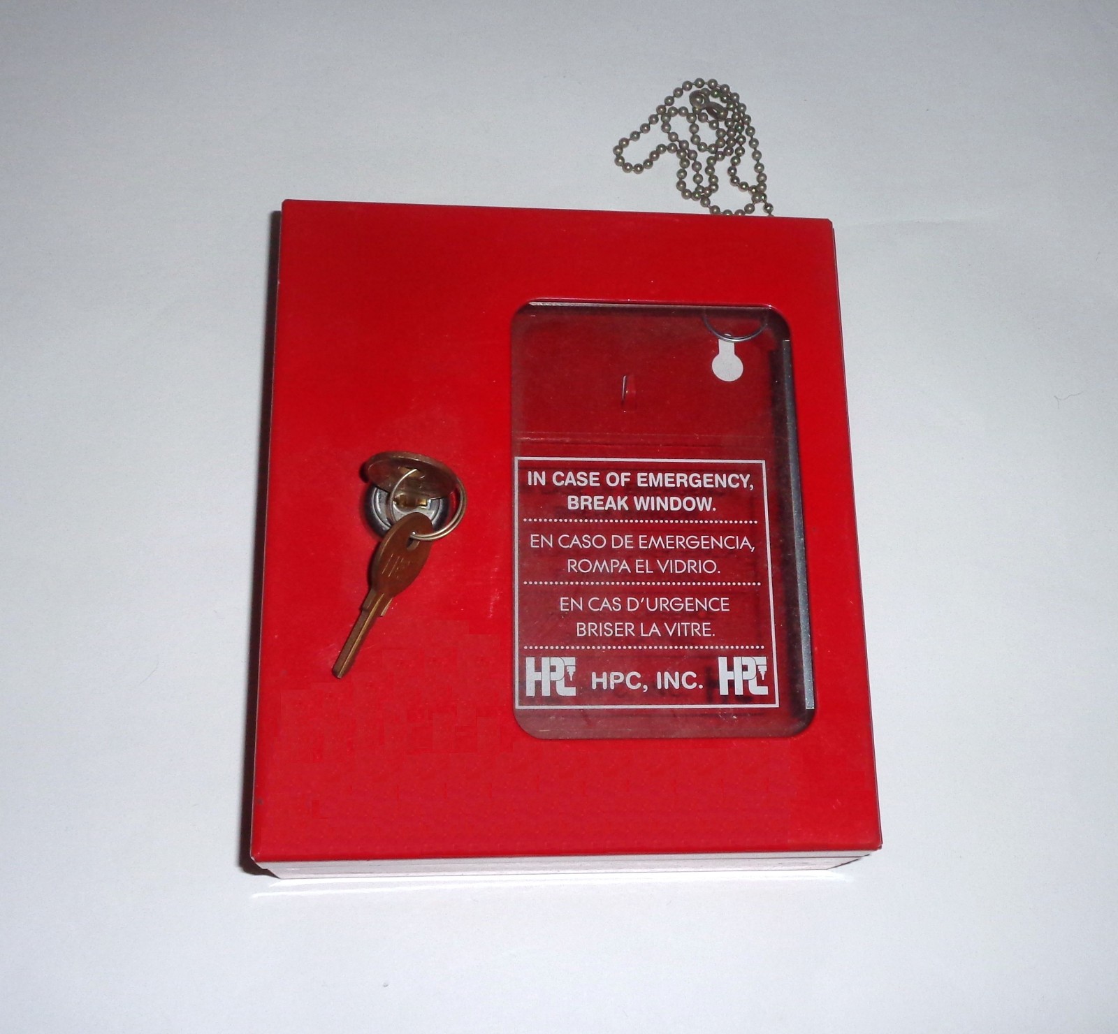 HPC-511 Emergency Secure Key Lock Box Red Steel Plexiglass Window