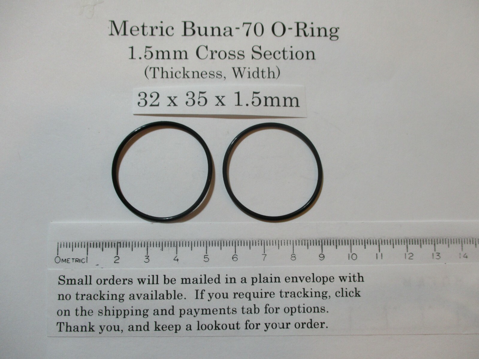 32mm ID x 35mm OD x 1.5mm thick O-ring. Buna-70. Quan 2.
