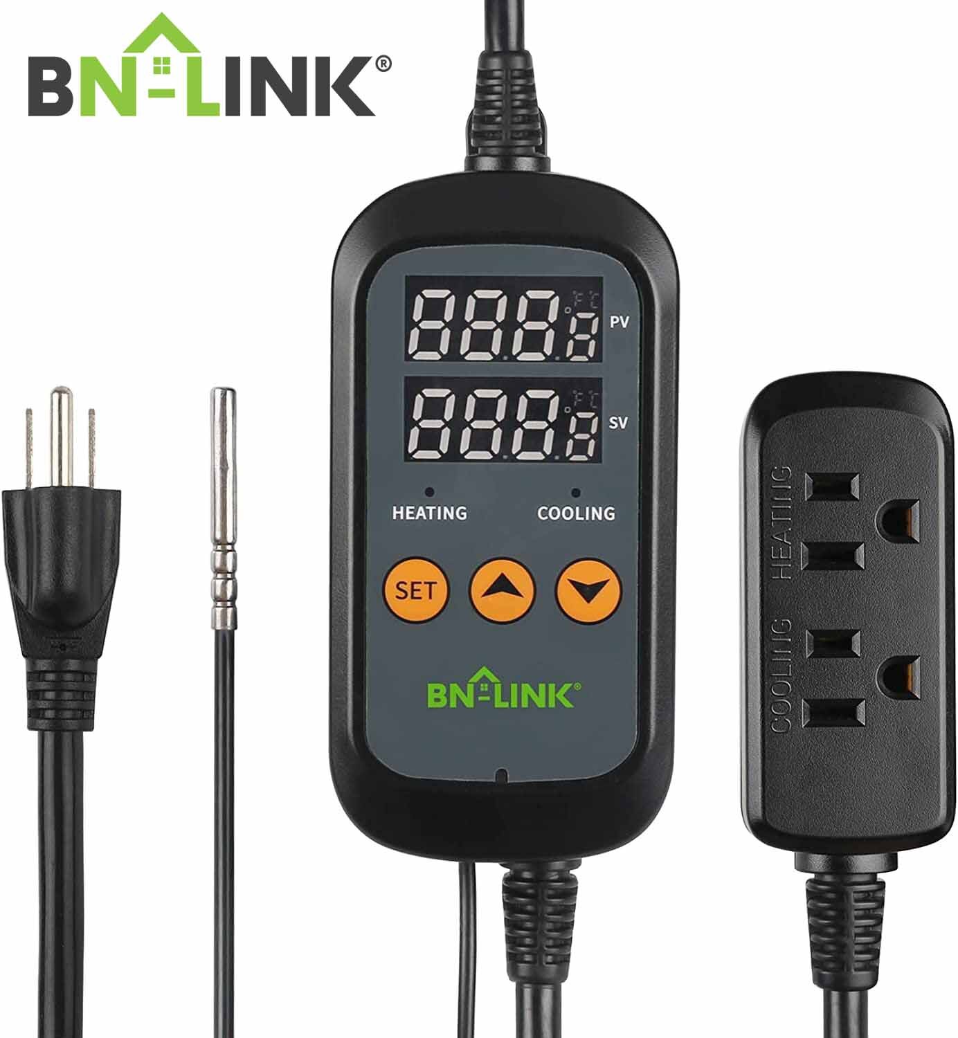 Digital Temperature Controller Heating Cooling Outlet Thermostat Plug -40-176°F