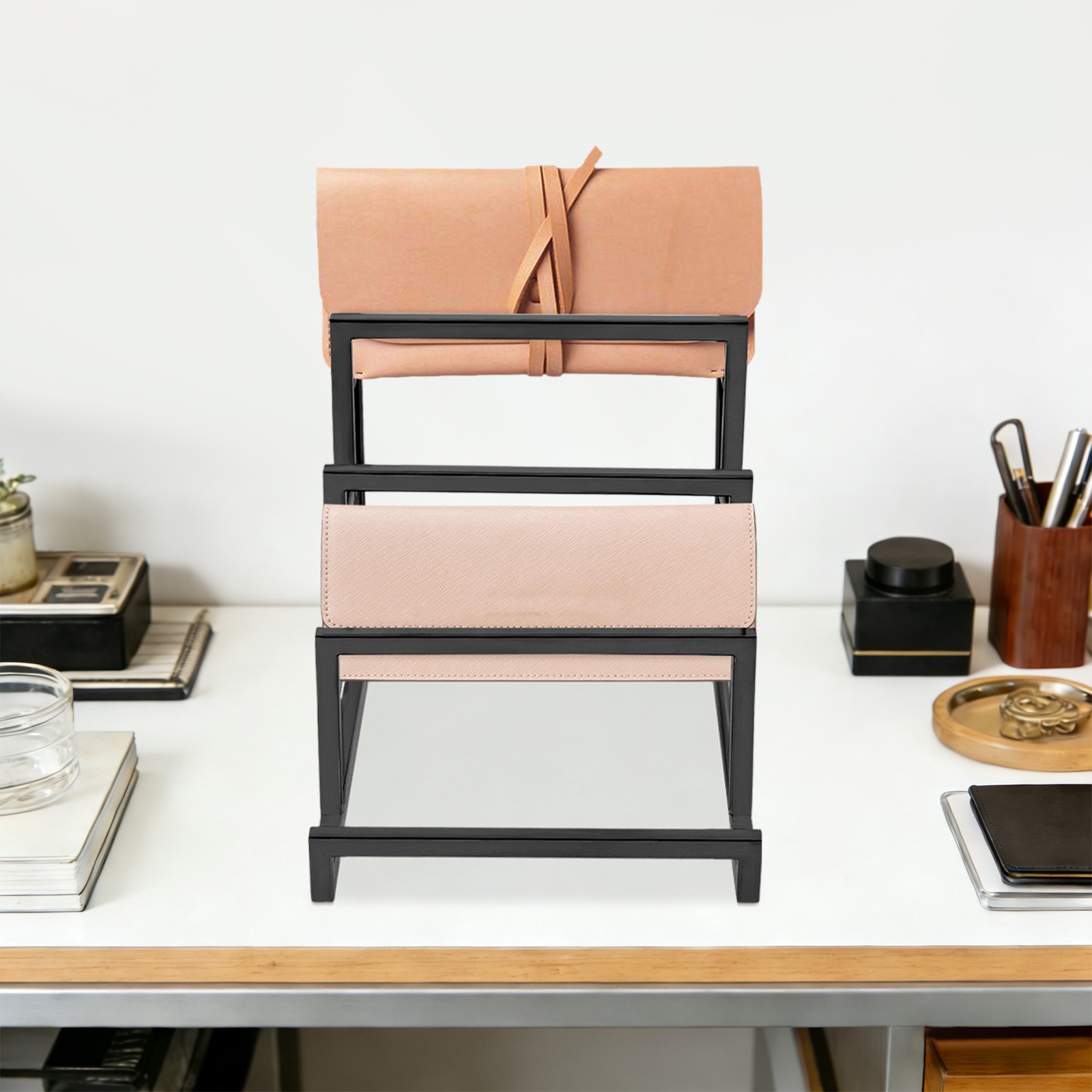 NEW Clutch Purse Display Stand,4 Tiers Wallet Display Rack for Home/Retail Store