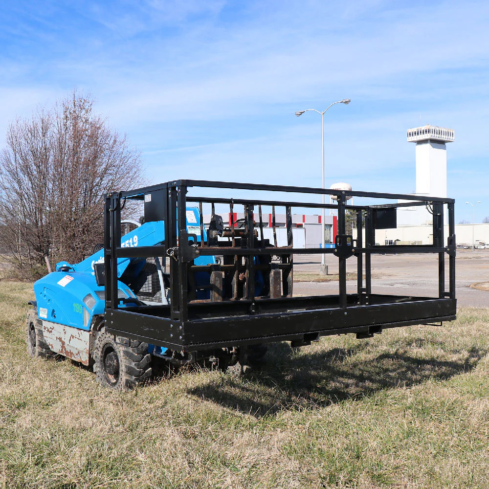 Titan Attachments 4′ x 7’8″ Mesh Telehandler Work Platform, Two Man Safety Baske