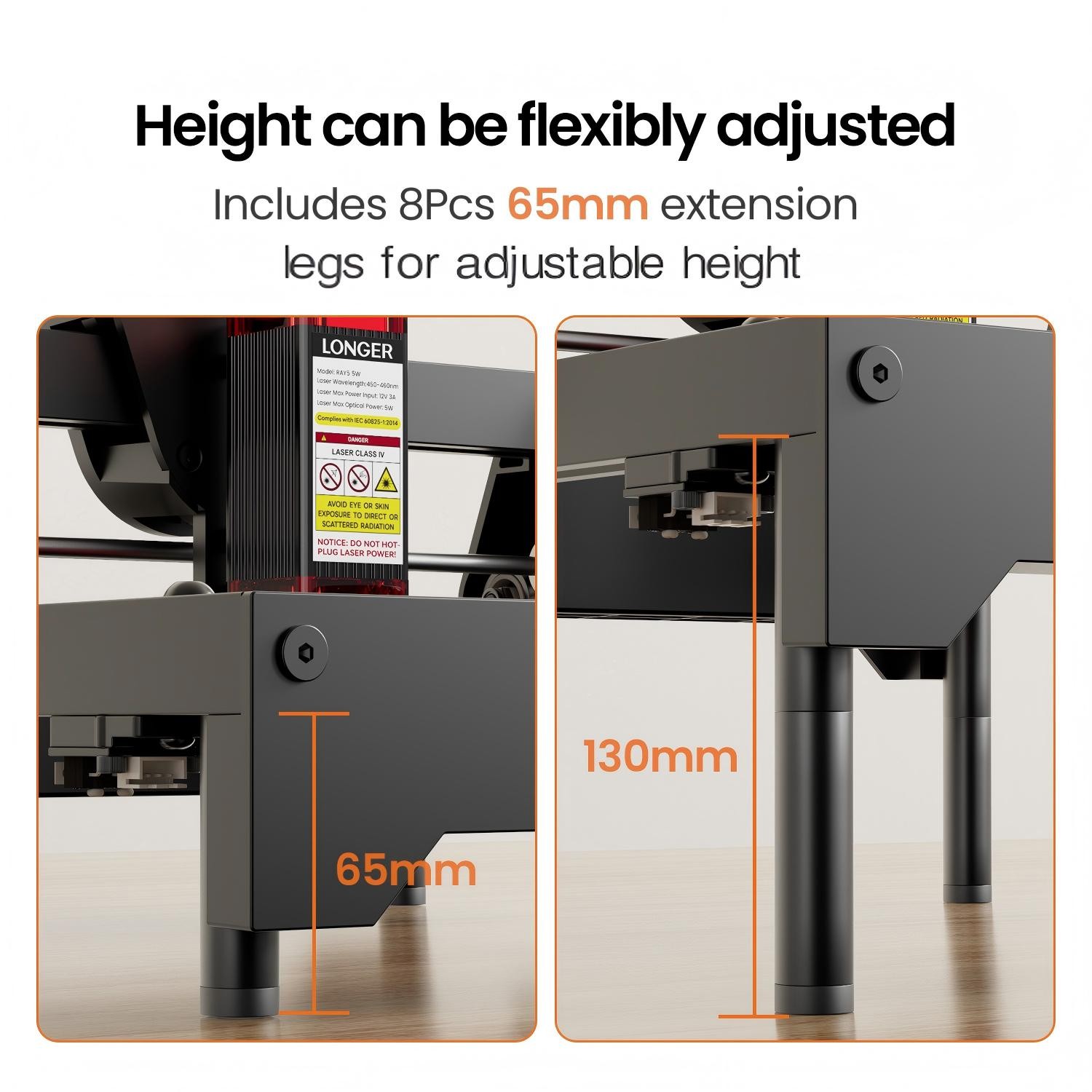LONGER Ray5 Mini Laser Engraver Raised Support Feet