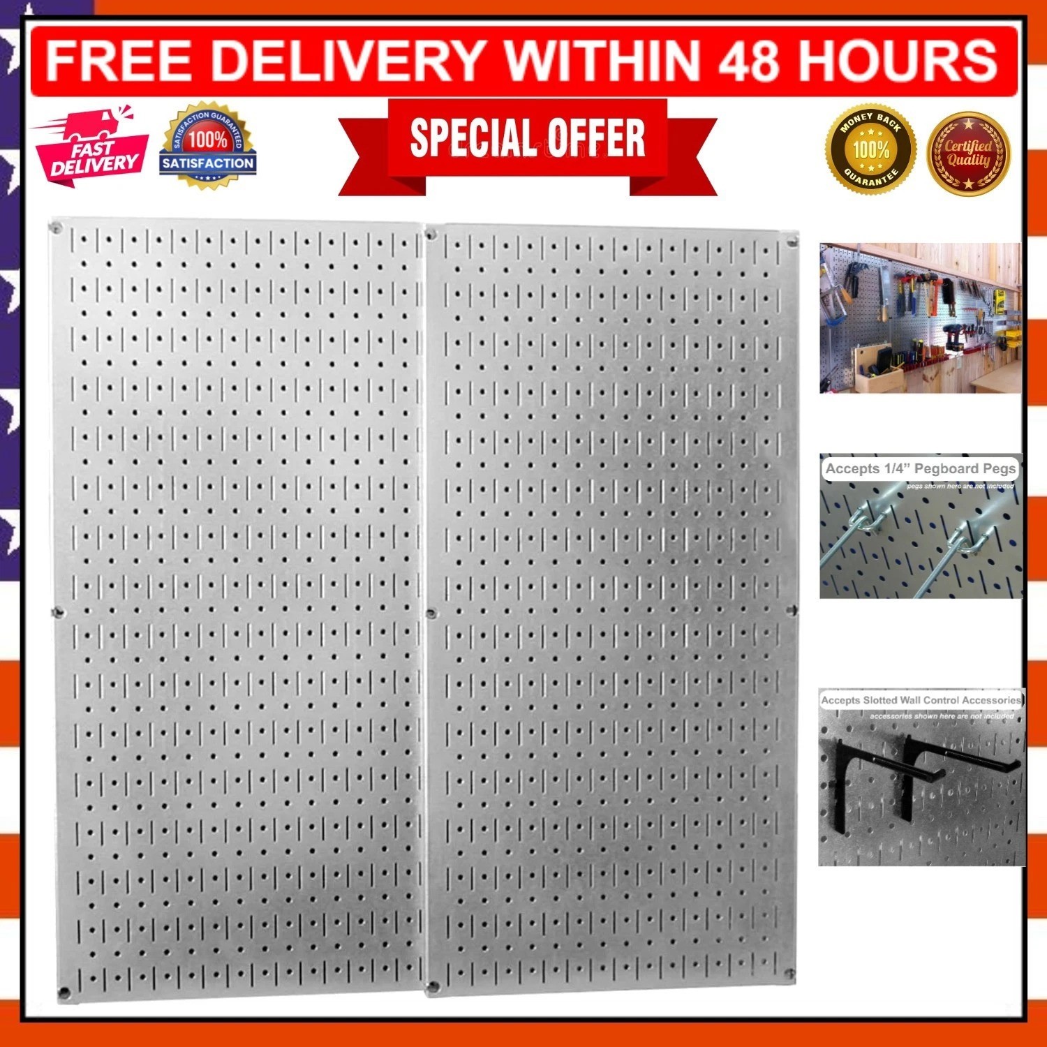30-P-3232GV Galvanized Pegboard Panels – Versatile Tool Organizer, Easy Install