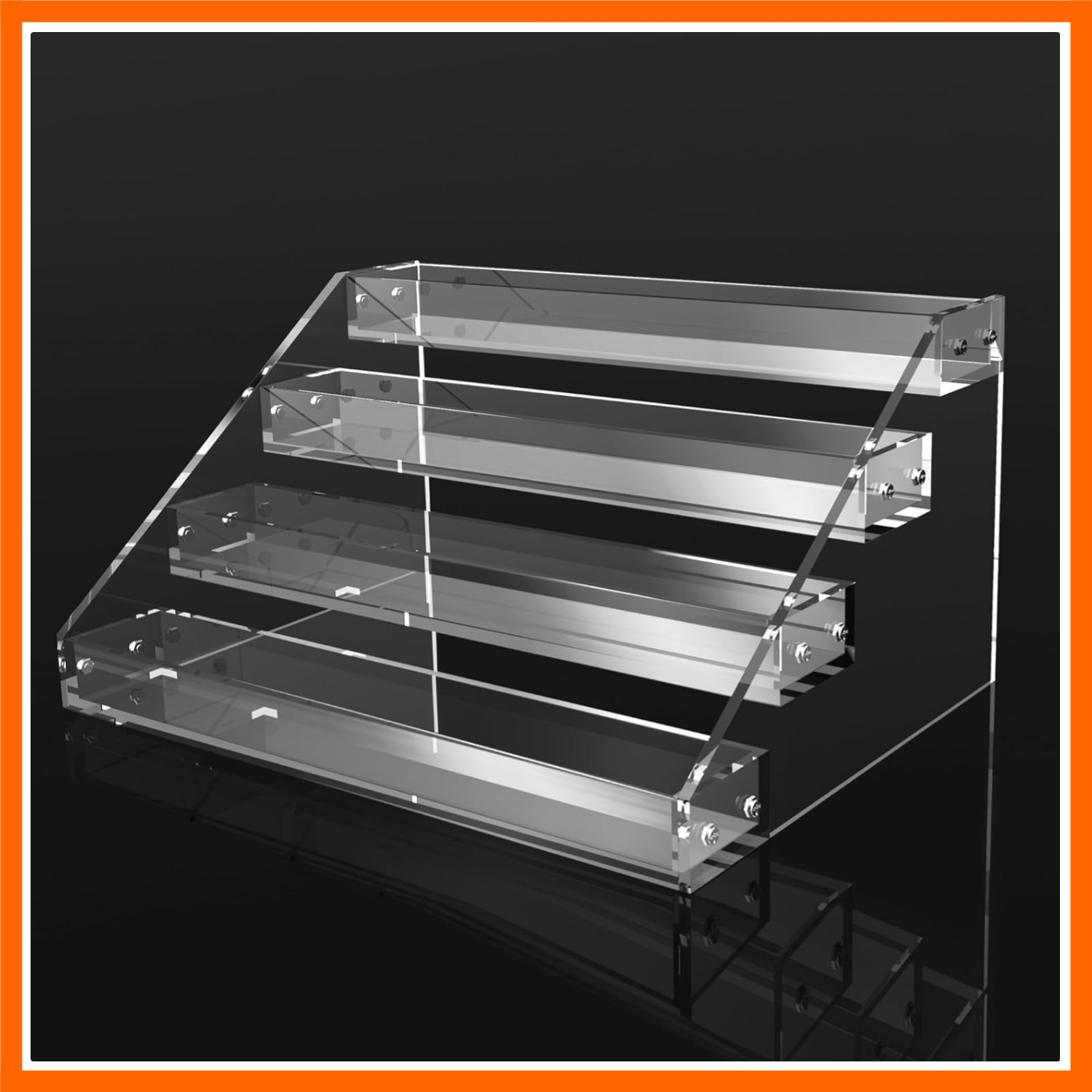 12″ Acrylic Riser Display Stands – 4 Tier Clear Acrylic Display Shelf, Double…