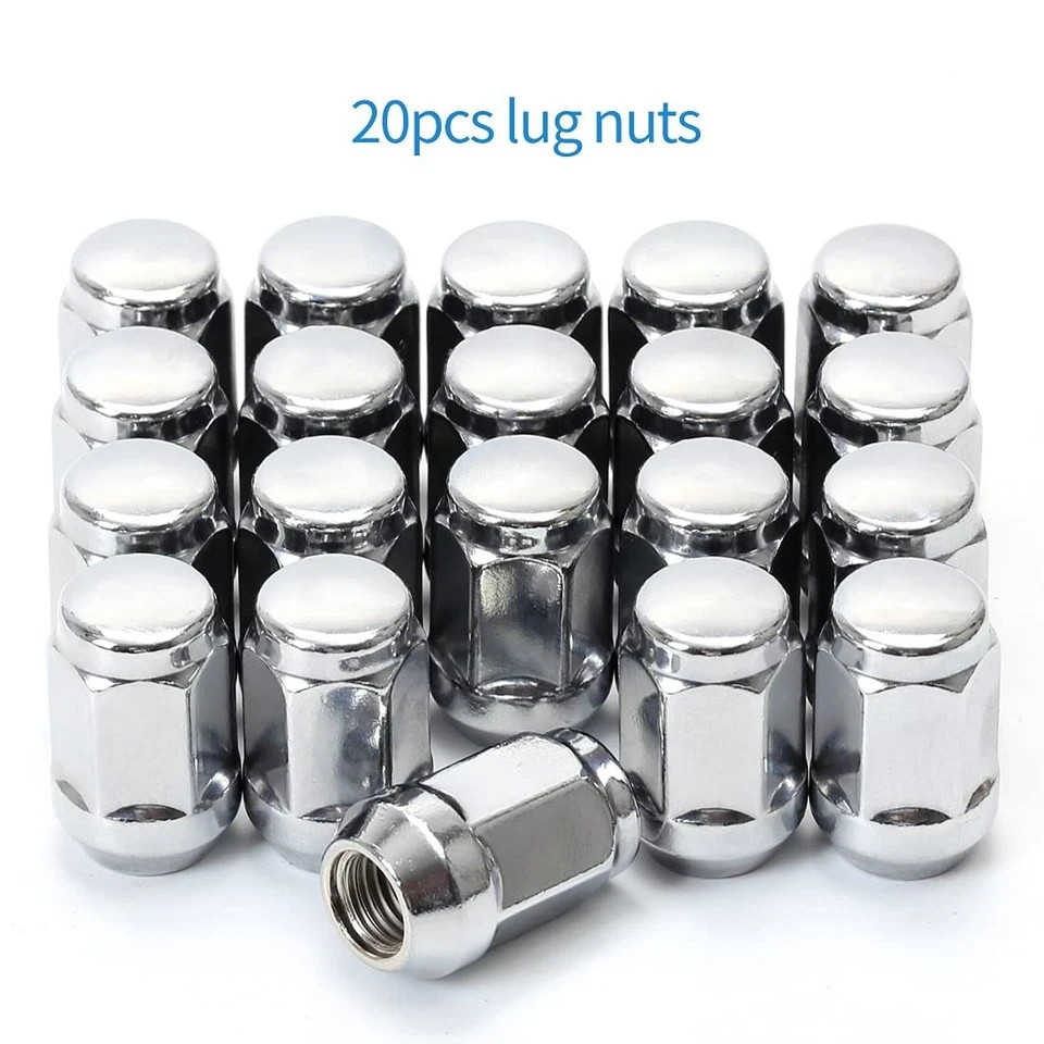 1/2×20 Lug Nuts 1/2-20 Chrome 19mm (3/4″) Hex 1.38″ Long Set of 20 Acorn Lug Nut
