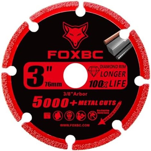 FOXBC 3 Inch Diamond Cut Off Wheel with 5000+ Metal Cutting on Rebar, Stainle…