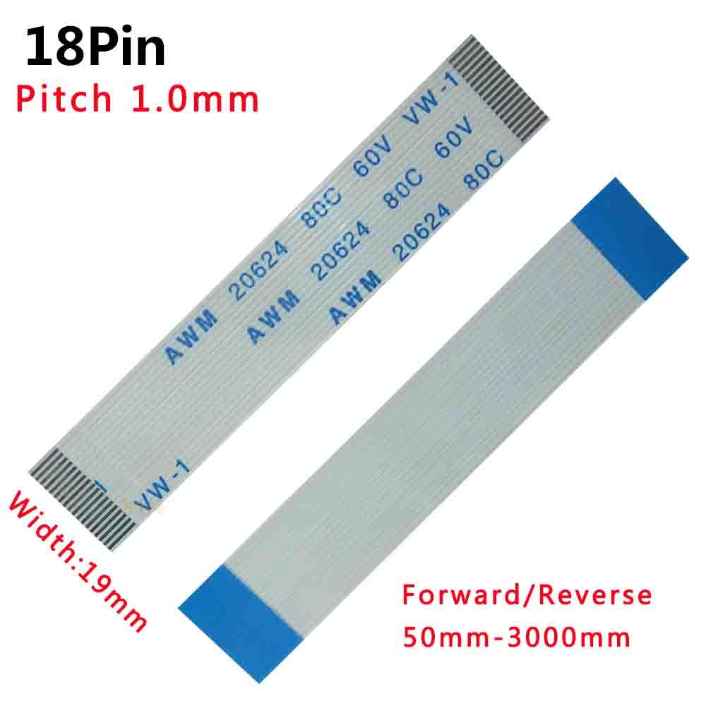 18-Pin 18P FFC/FPC Flexible Flat Cable Pitch 1.0mm 80C 60V VW-1 50-3000mm W:19mm