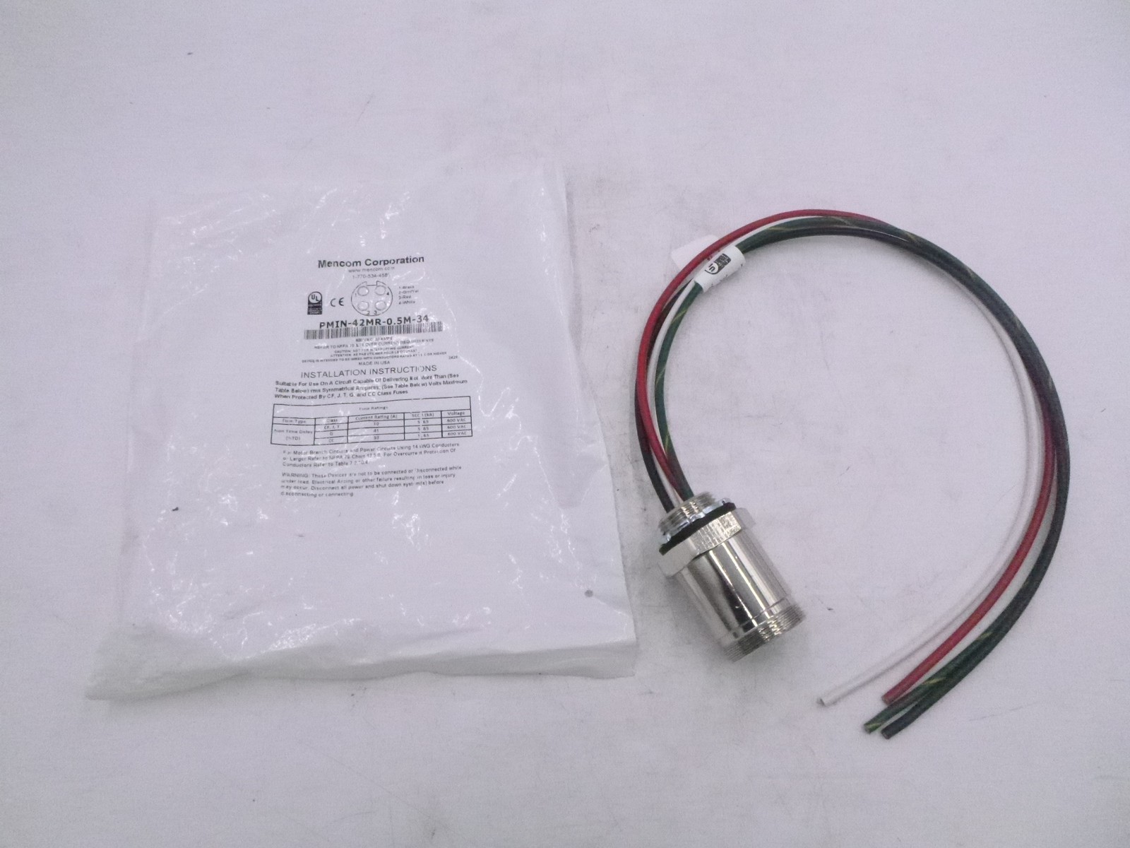 Mencom Corporation PMIN-42MR-0.5M-34 Cordset 600Vac 30Amps