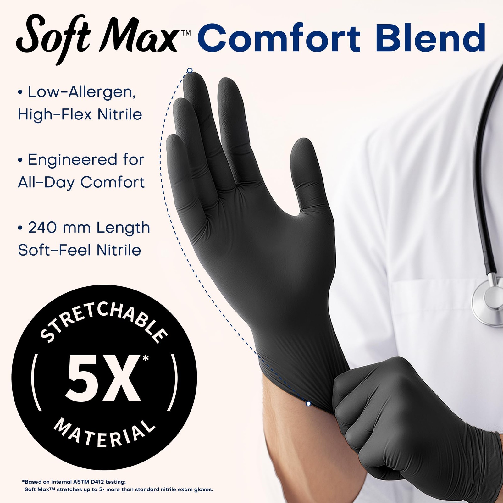 Supmedic Disposable Nitrile Gloves, Chemical X-Large, X-large (Black)