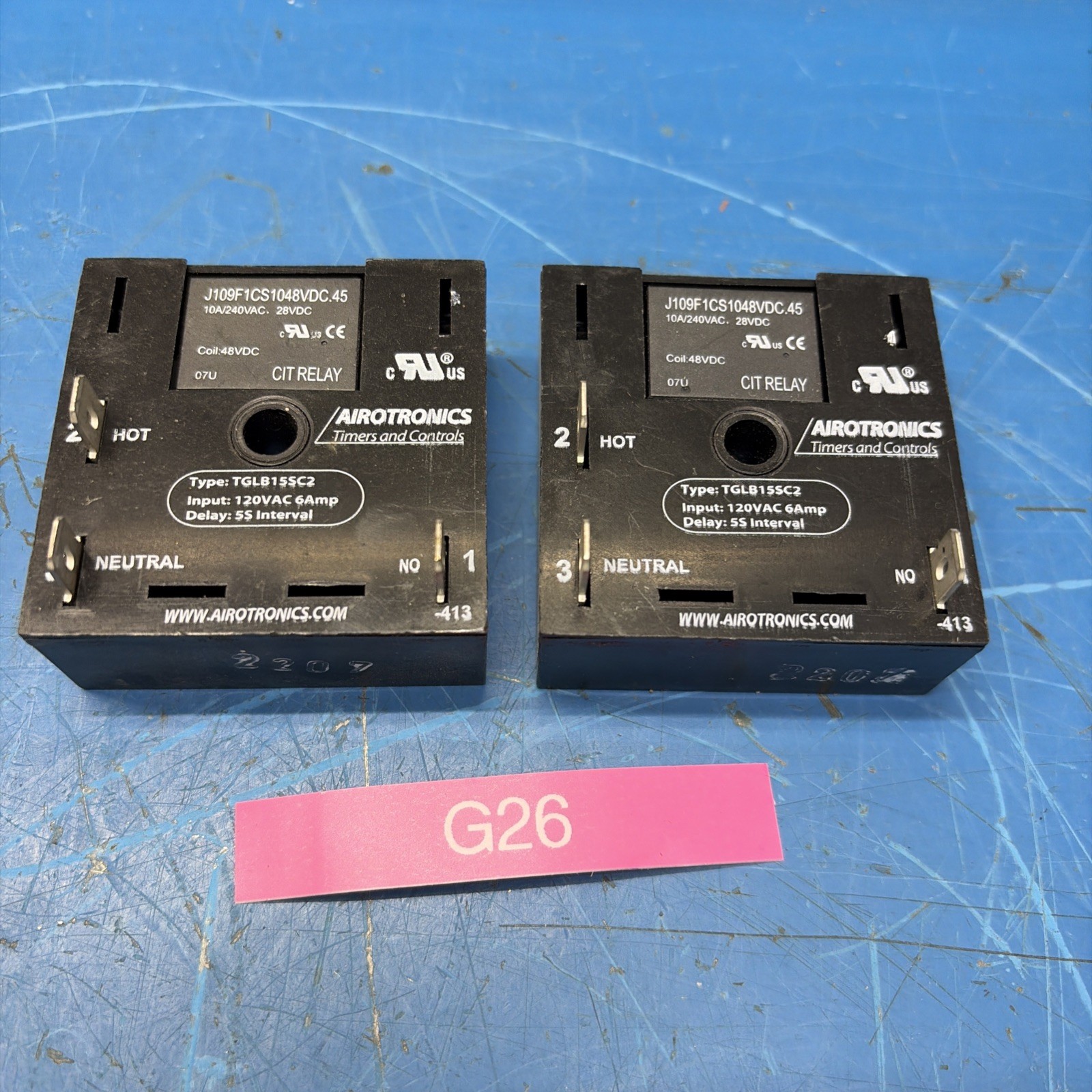 (2) Airotronics ADS TGLB15SC2 Timer Relay Time Delay Final Rinse 120v