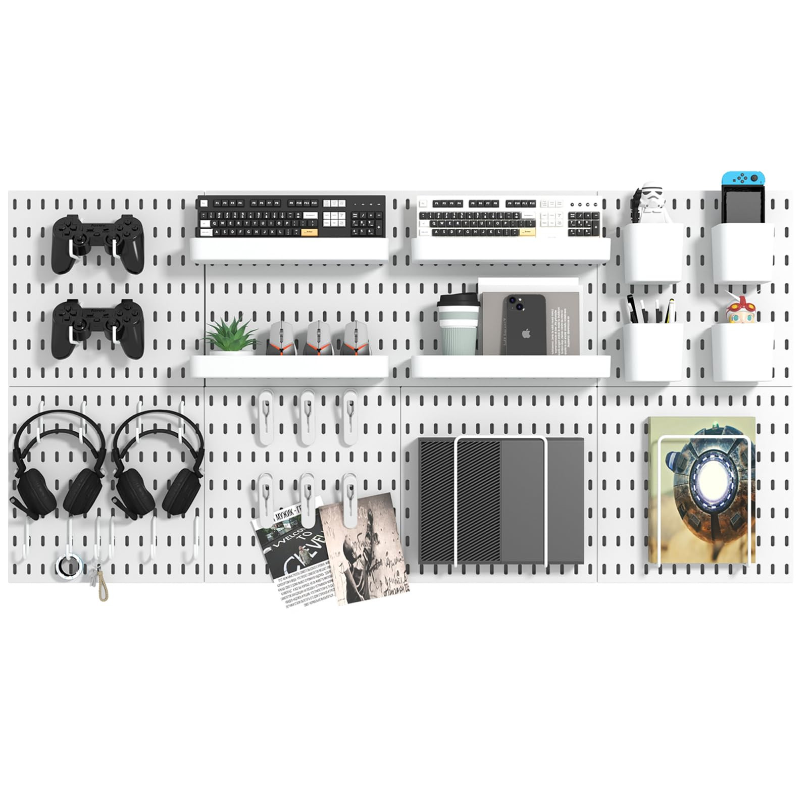 Pegboard Combination Kit, 8 Peg Boards and 30 Accessories Modular Hanging Bla…