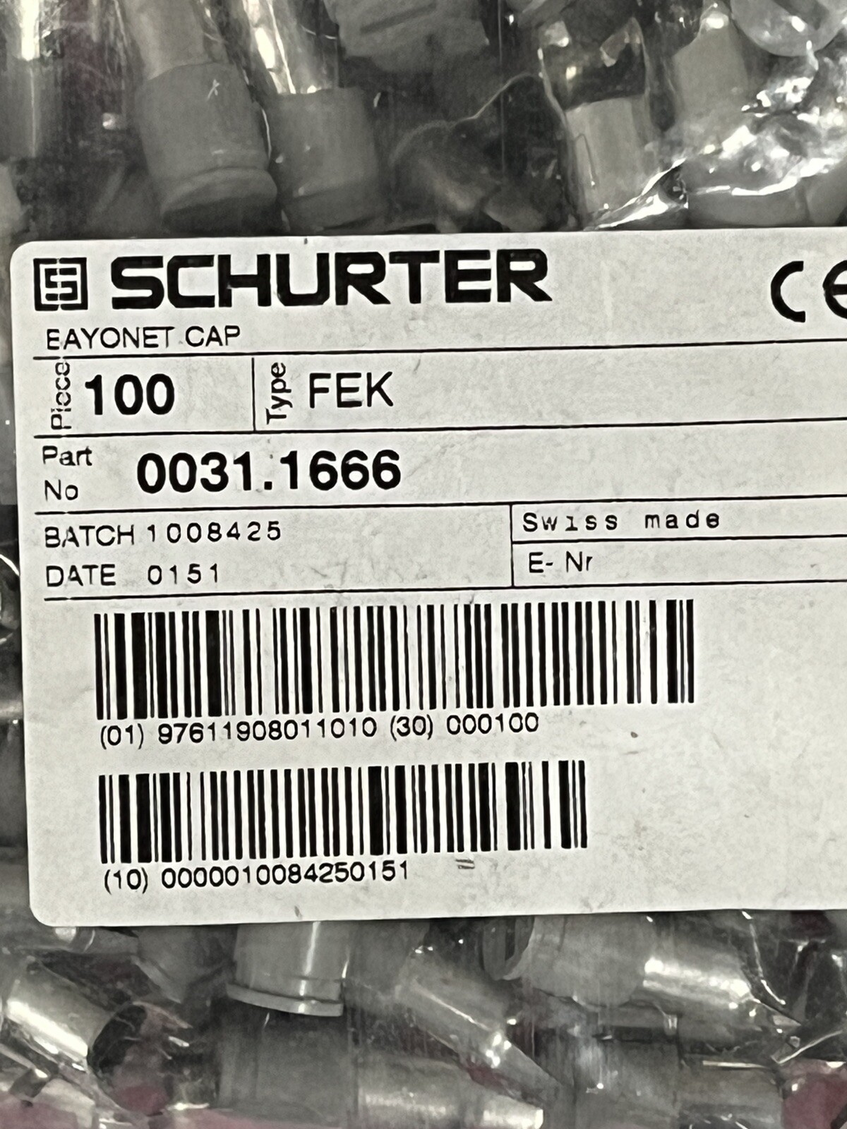 0031.1666 FUSEHOLDER CAP 6.33 X 32MM GREY SCHURTER (LOT OF 5)