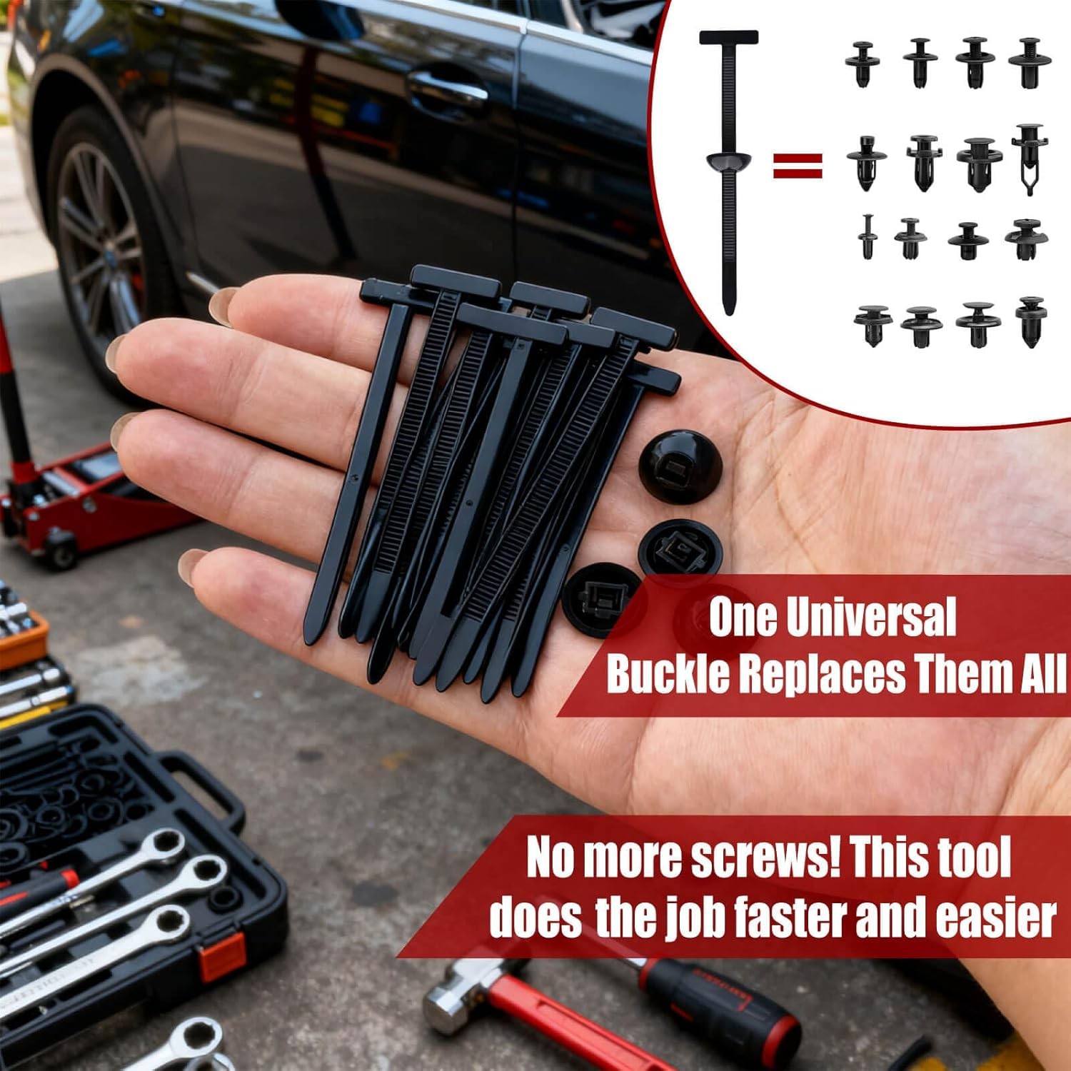 200PCS-Universal Cable Tie Buckle, Heavy Duty Self-Locking Nylon Zip Ties Holder
