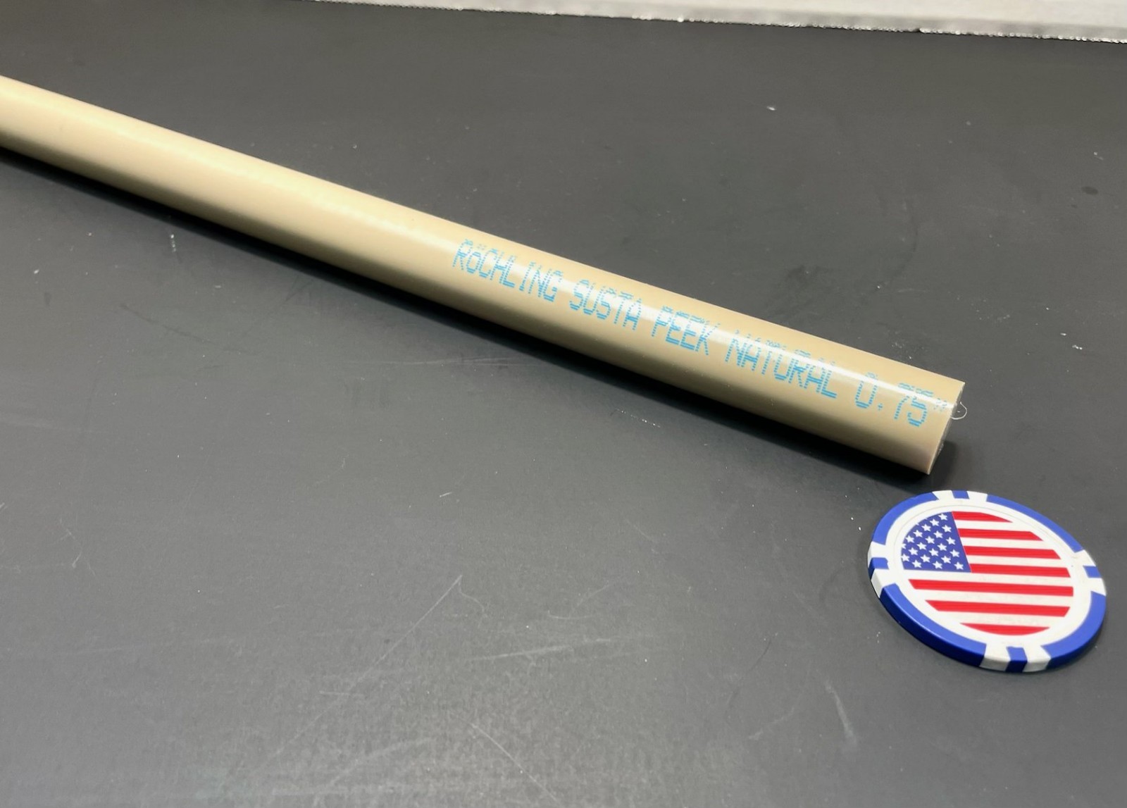 PEEK Extruded Rod, Natural 0.75″ (3/4) Dia x 24″ Length – Victrex 450G
