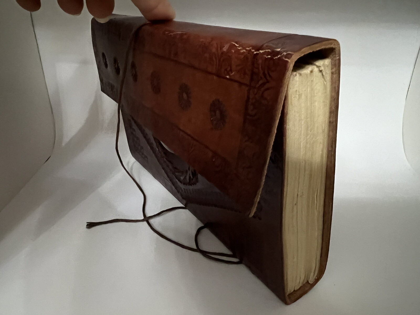 Rustic Vintage Leather journal handmade deckle edge paper grimoire sketchbook