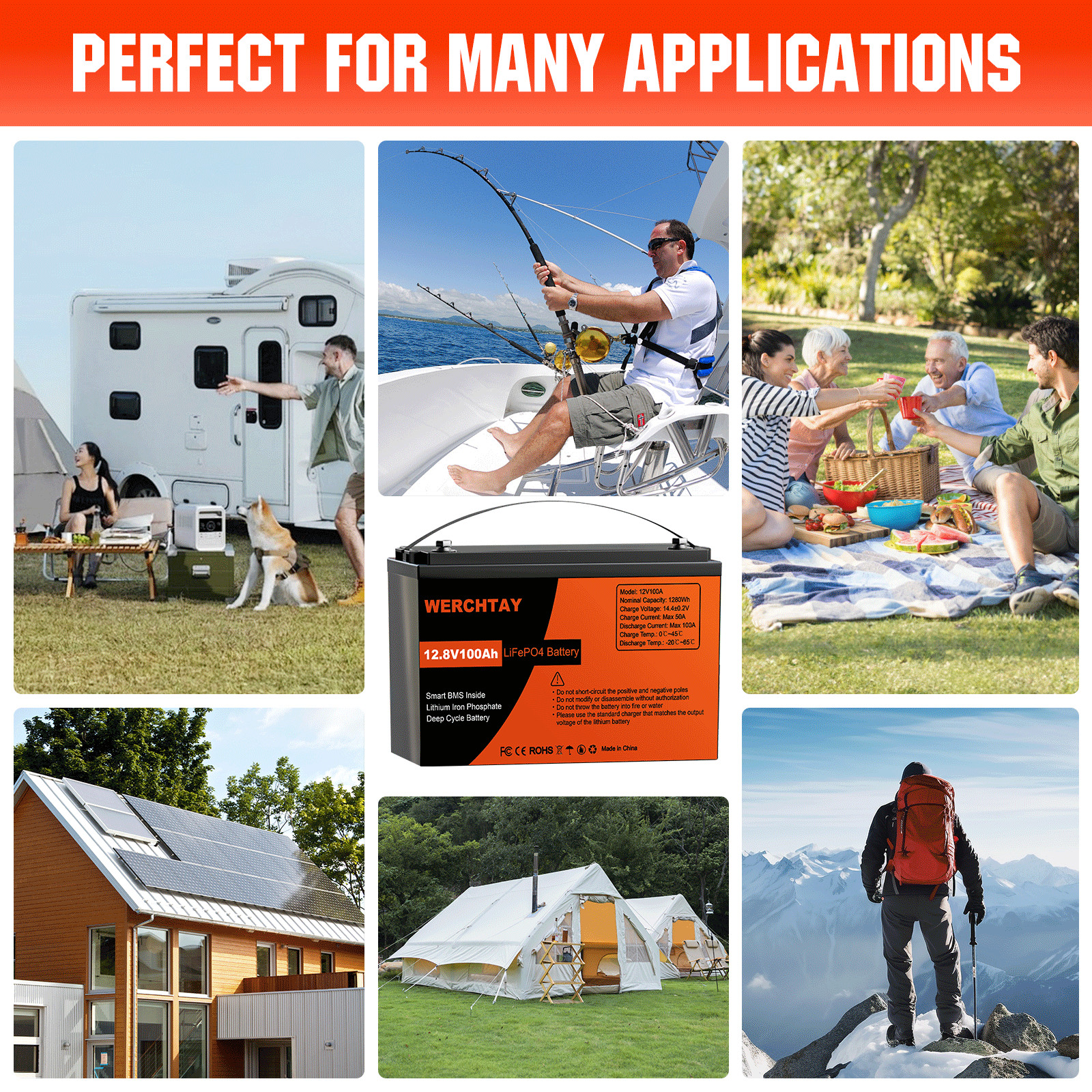 24V 100Ah LiFePO4 Battery Lithium 2Pack 12V 100Ah BMS Solar For Boat RV Off-grid