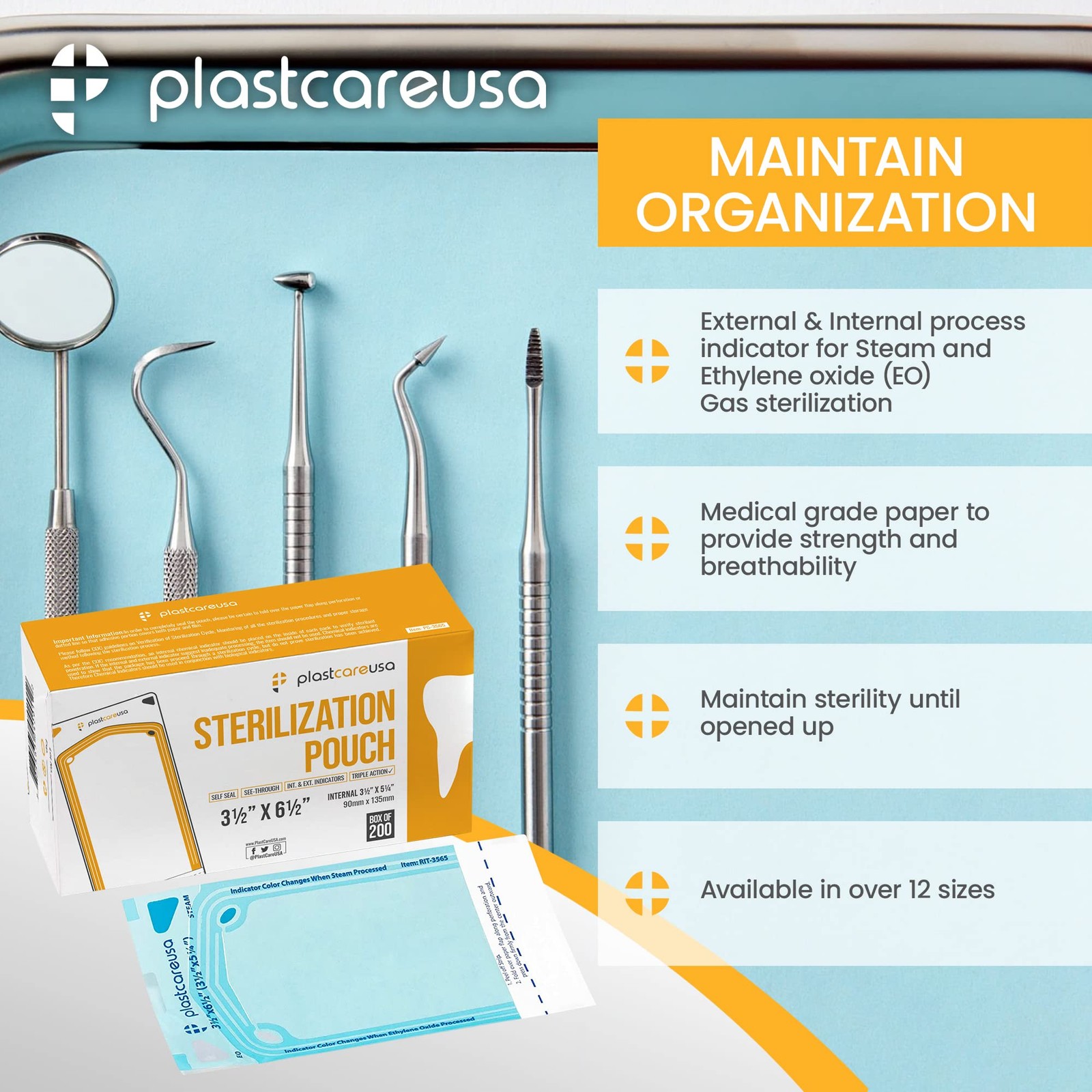 200 3.5 X 5.25 Self Sealing Sterilization Pouches – Autoclave Sterilizer…