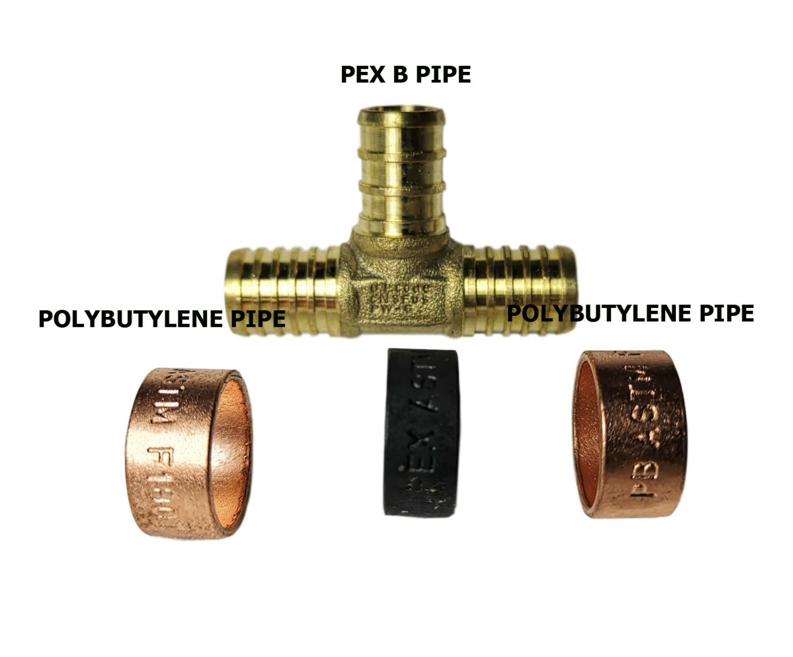 10) 3/4″ PB X 3/4″ PB X 3/4″ PEX TEE, POLYBUTYLENE PEX TEE WITH RING, REPAIR KIT