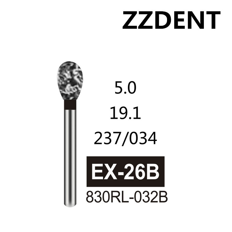 10x EX-26B Large Pear Egg Shape Black Super Coarse Grit FG Dental Diamond Burs