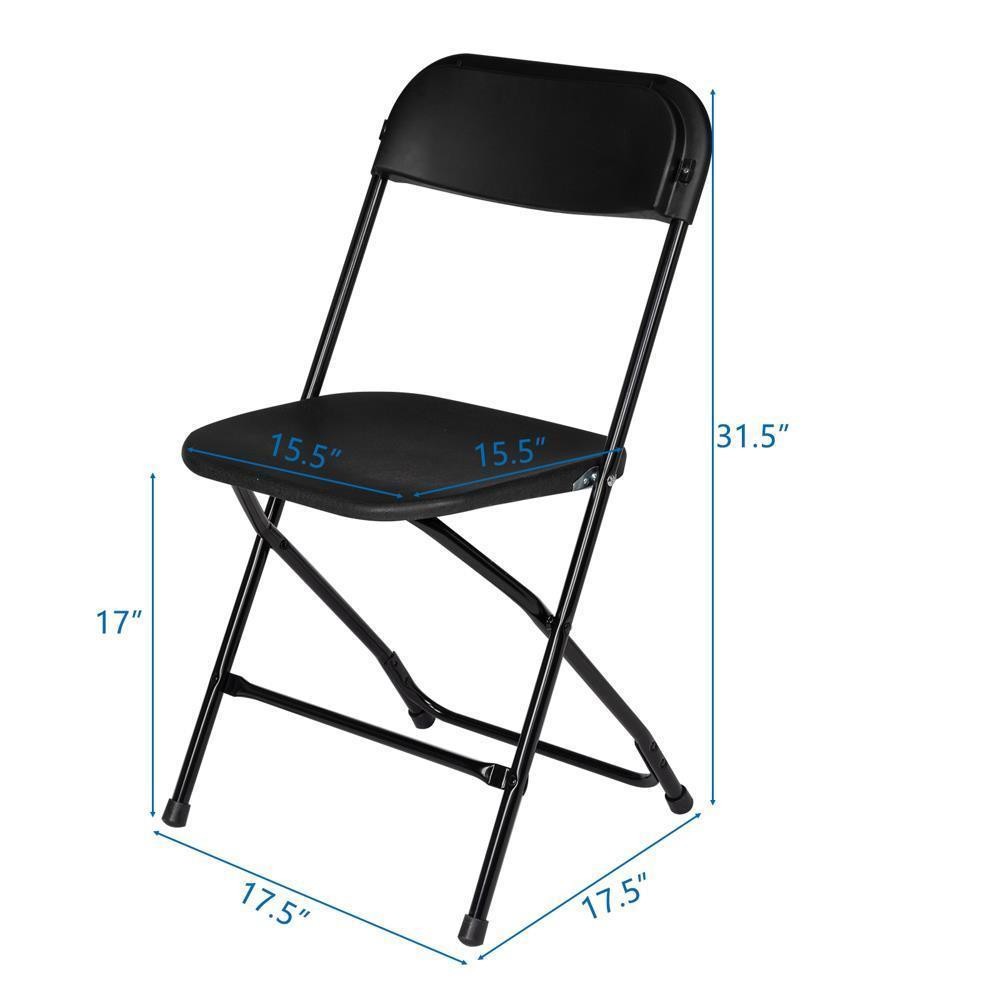 12PCS Folding Plastic Chair Wedding Party Outdoor Indoor 360LBS Capacity Black