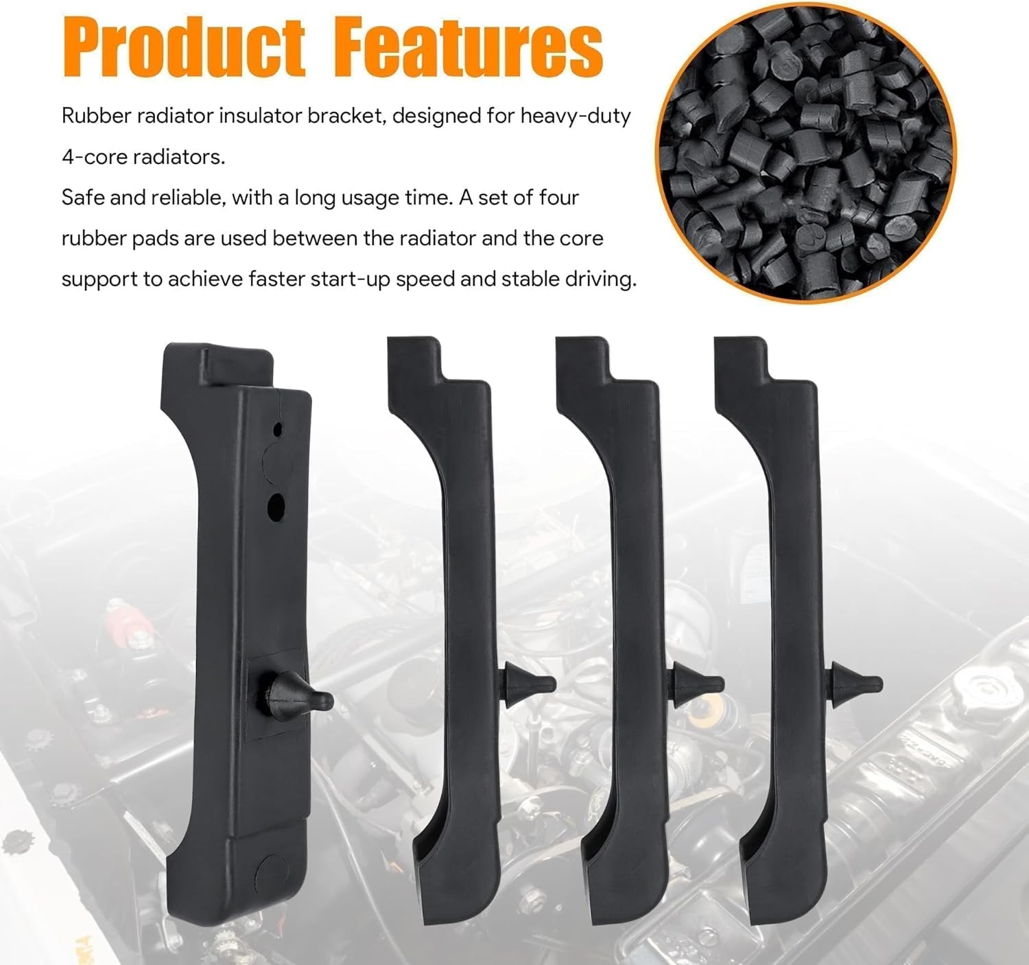 4 Pcs Kit Rubber Radiator Insulator Pads, 4 Core Radiator Mounts 4012-326-682S