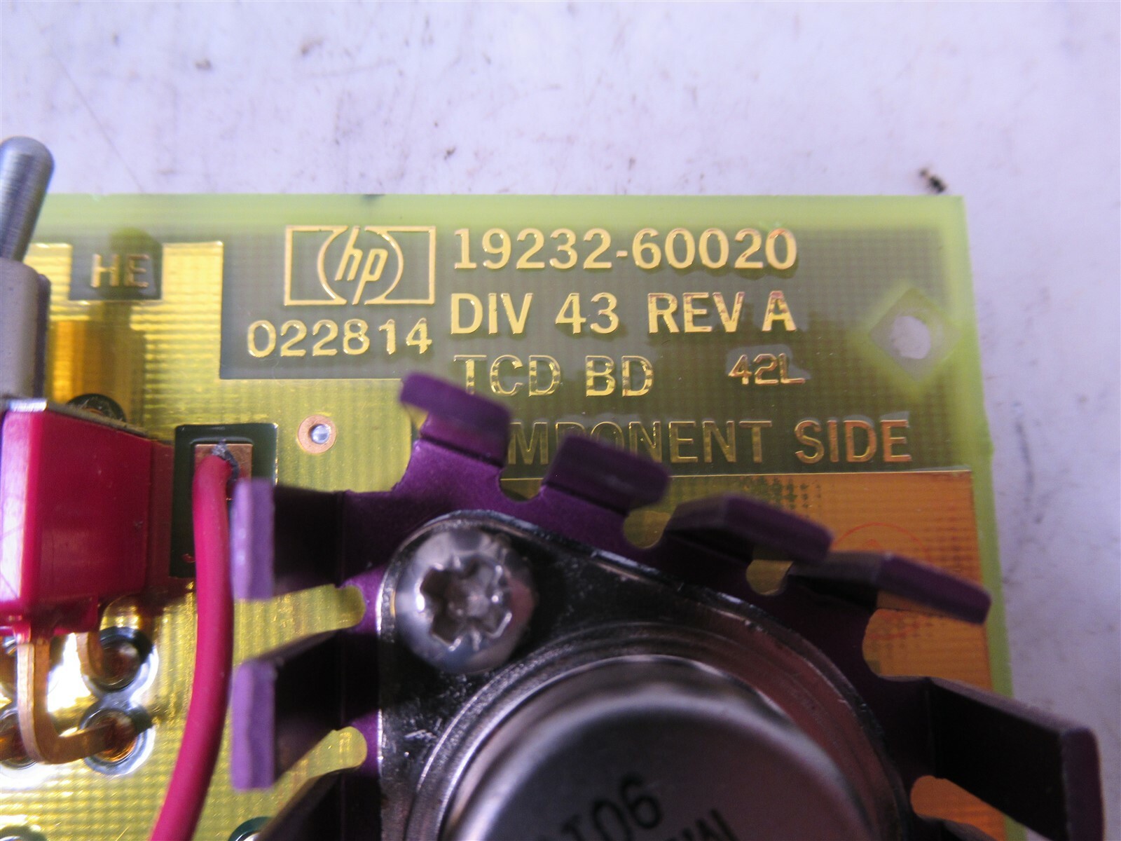 Hewlett Packard HP 19232-60020 Div 43 Rev A 5890 Gas Chromatograph Circuit Board