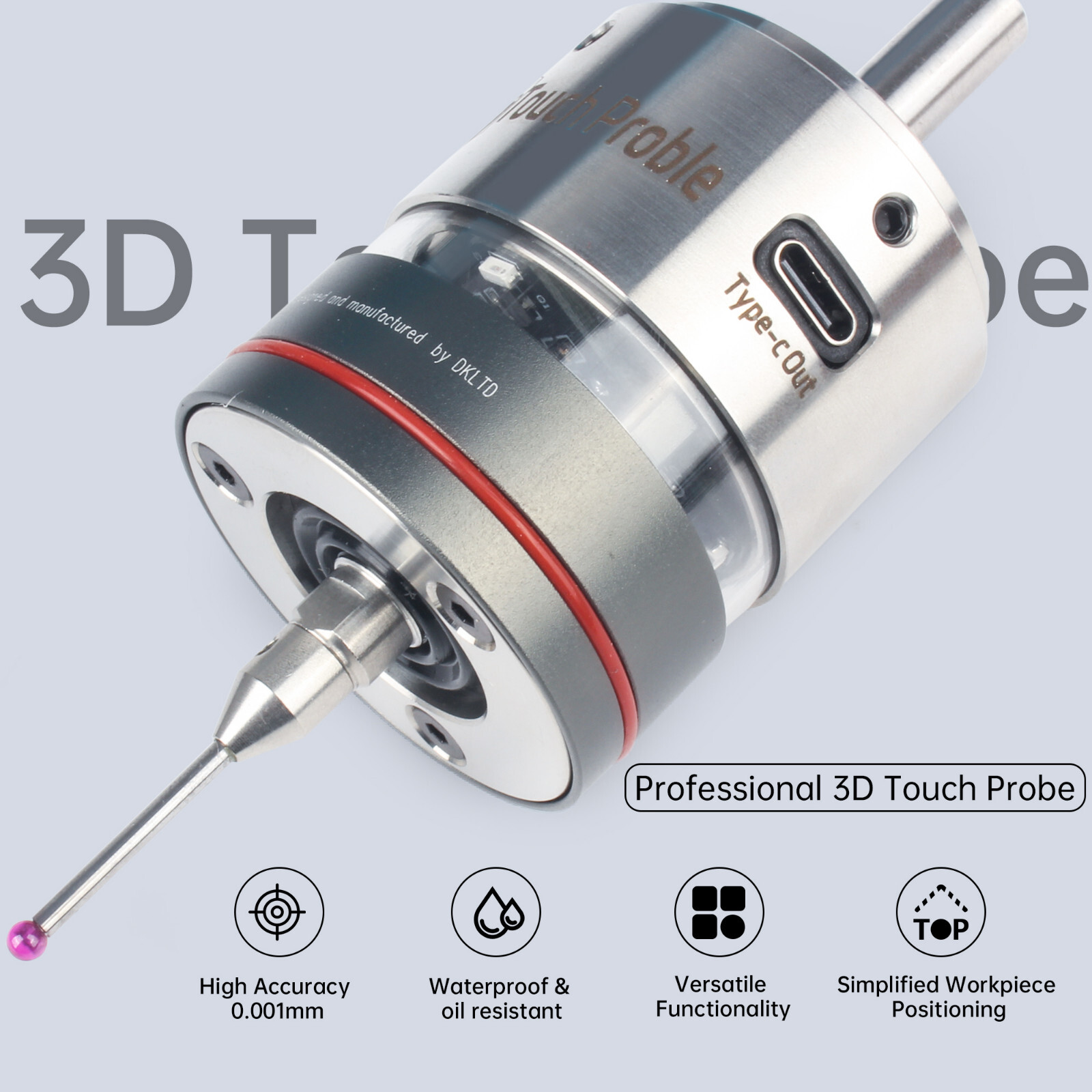 【USA】Edge Finder 3D Touch Probe 0.001mm Accuracy CNC Milling Machine Trigger