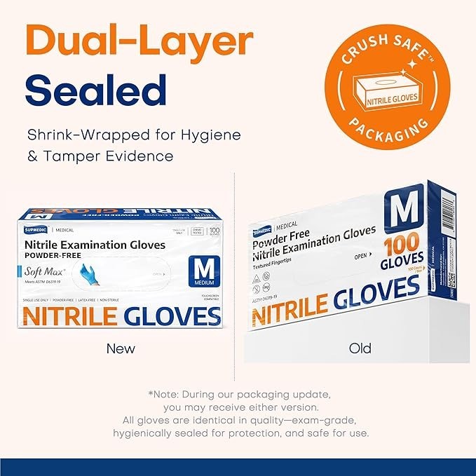 Supmedic Medical Soft Max™ Nitrile Exam Gloves, 100 Count Latex-Free Powder-Free