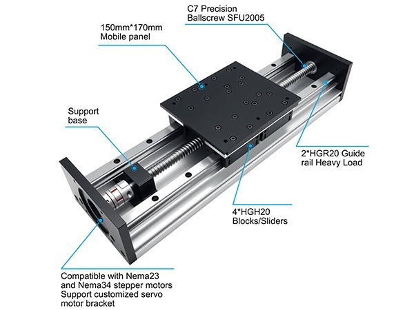 Heavy Duty Linear Electric Sliding Table High Precision Ball Screw for CNC US🔥