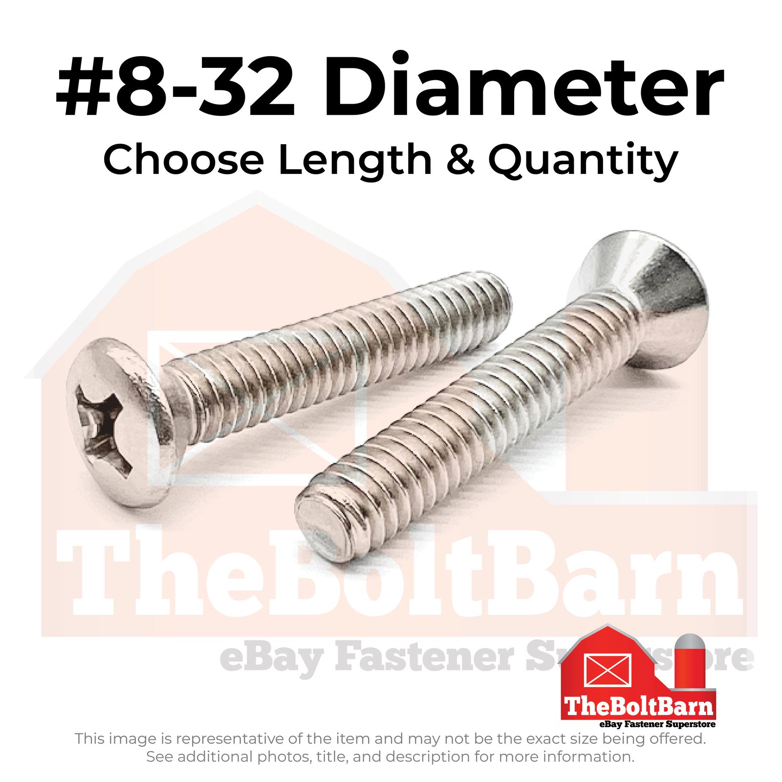 #8-32 18-8 Stainless Steel Phillips Oval Head Machine Screws (Pick Length & Qty)