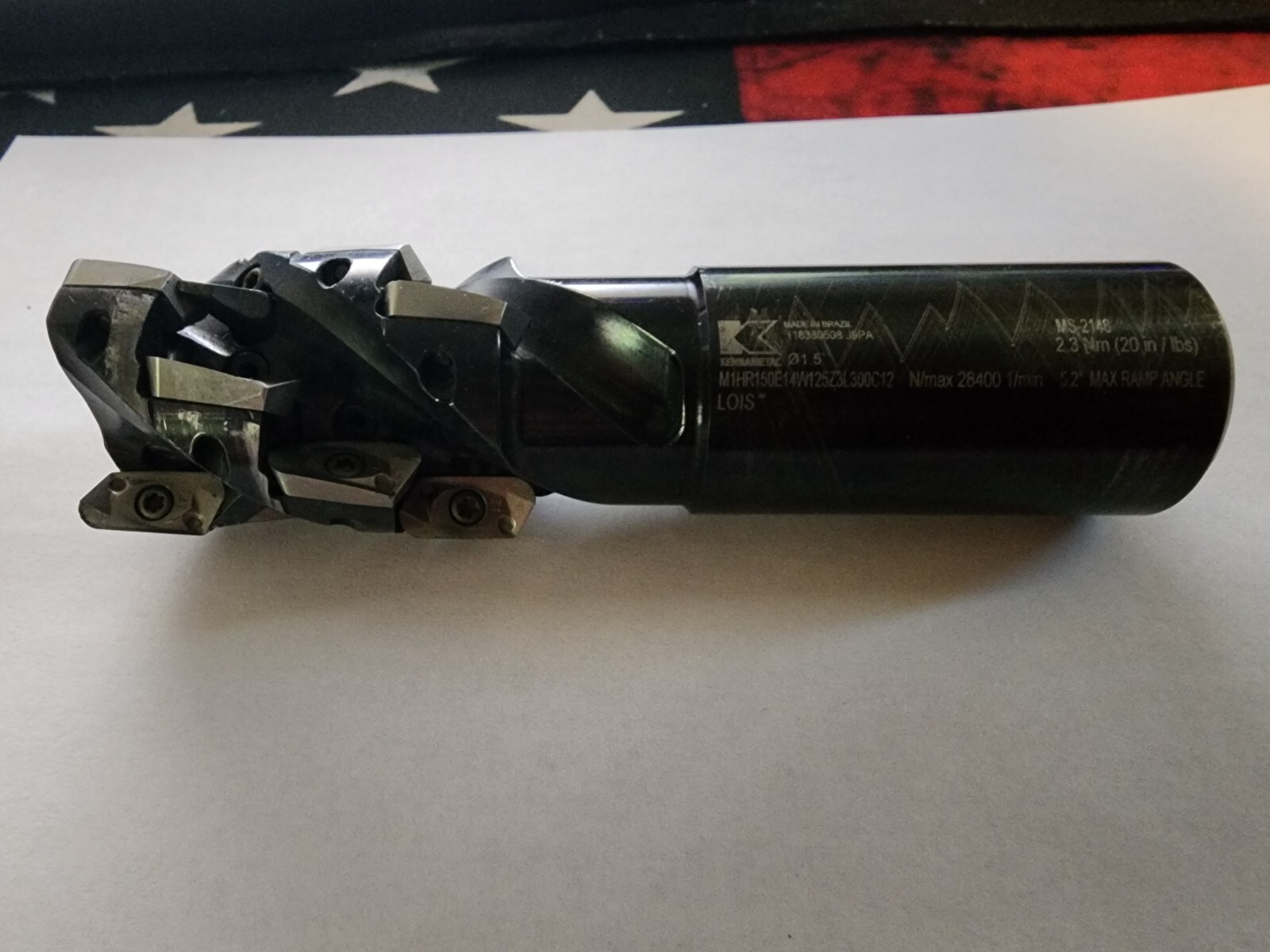 Kennametal 1.5″ 3 Flute Milling Cutter M1HR150E14W125Z3L300C12