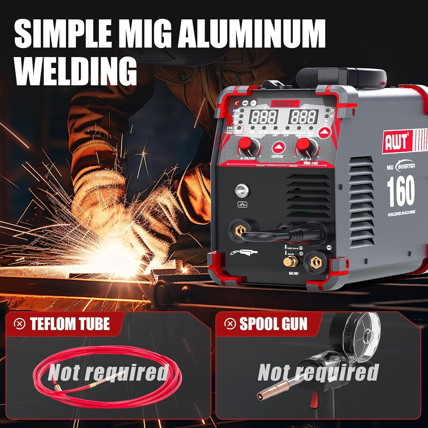 6 in1 Simplified Aluminum 160A MIG Welder 110/220V Multi-Process Welding Machine