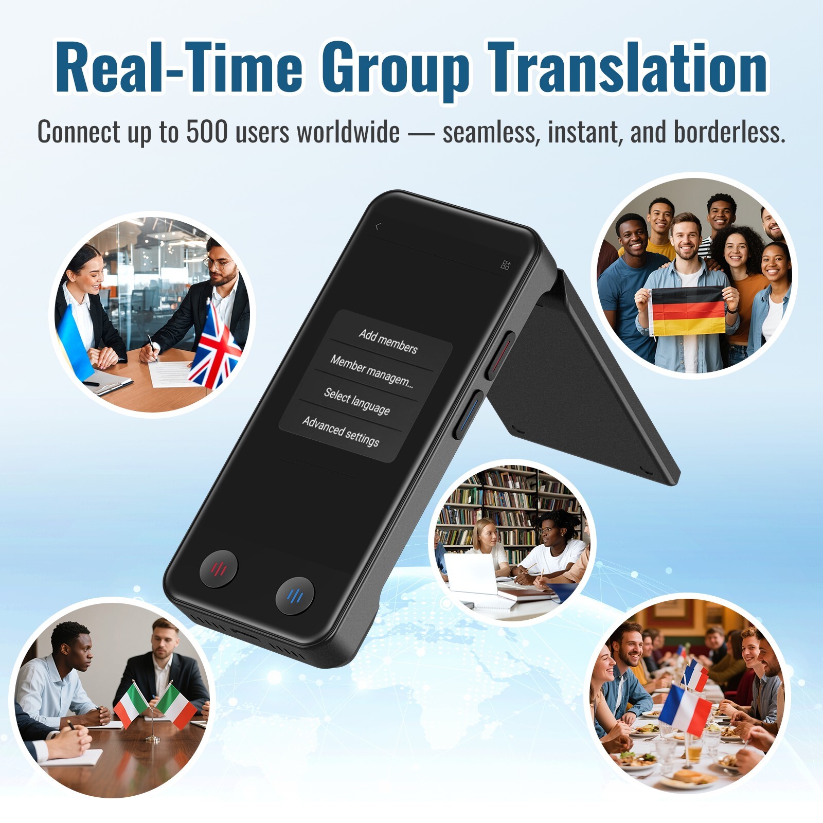 iTour D-Lite Dual-Screen Real-Time Language Translator Device – Detachable